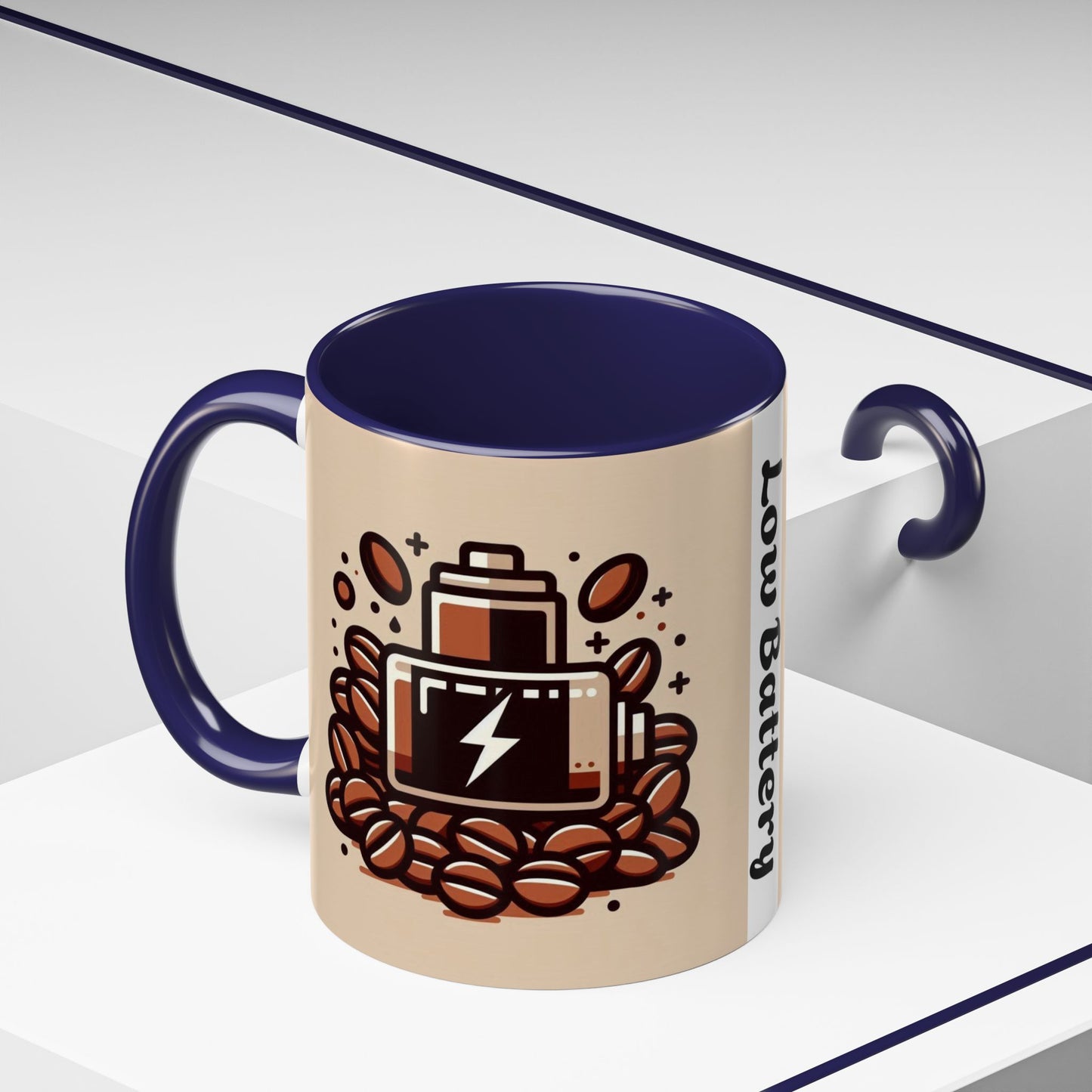 Low Battery Coffee Mug, Funny Coffee Cup, Gift for Caffeine Lovers, Unique Office Mug, Java Enthusiast Cup