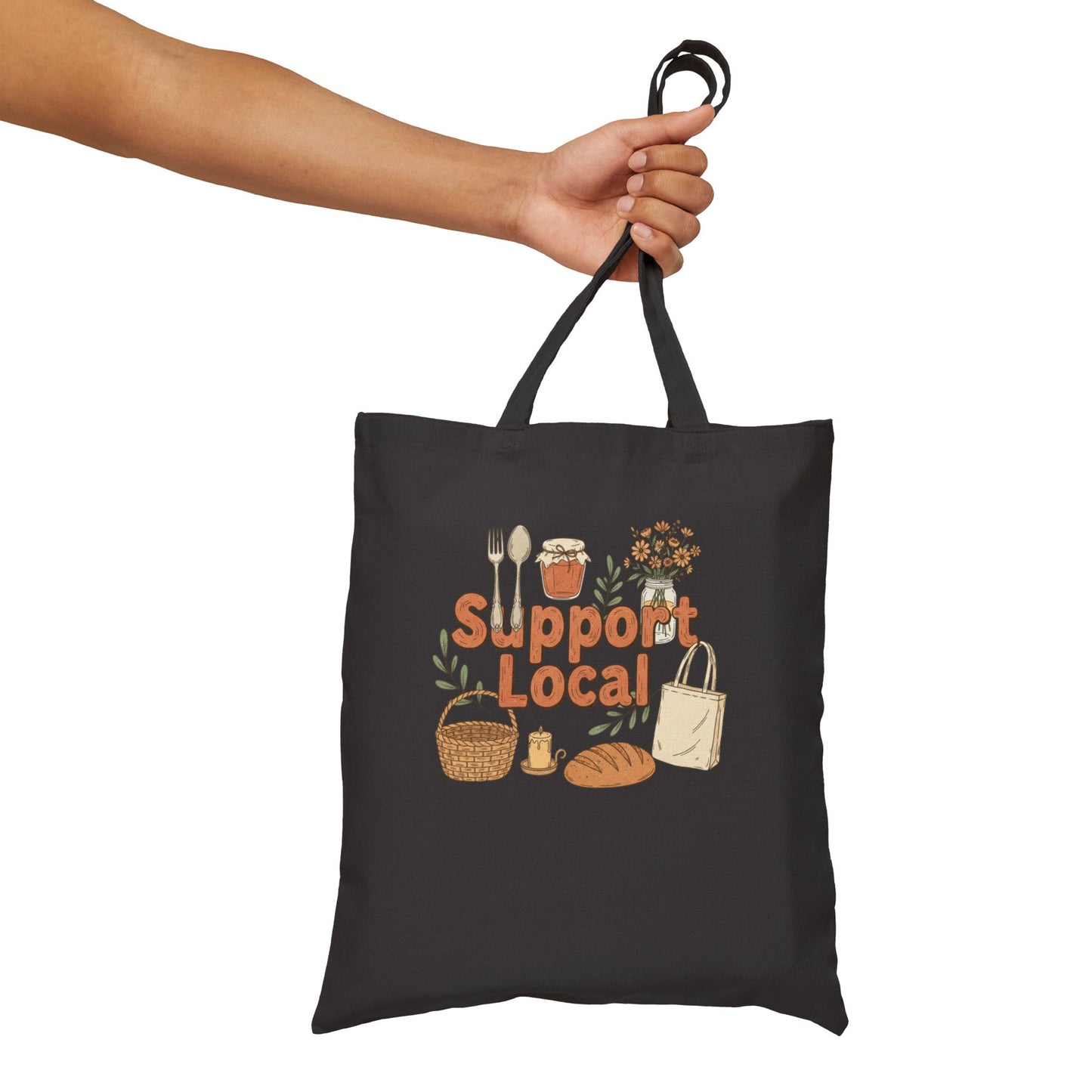 Support Local Cotton Canvas Tote Bag — 'Support Local' Market Shopper Tote