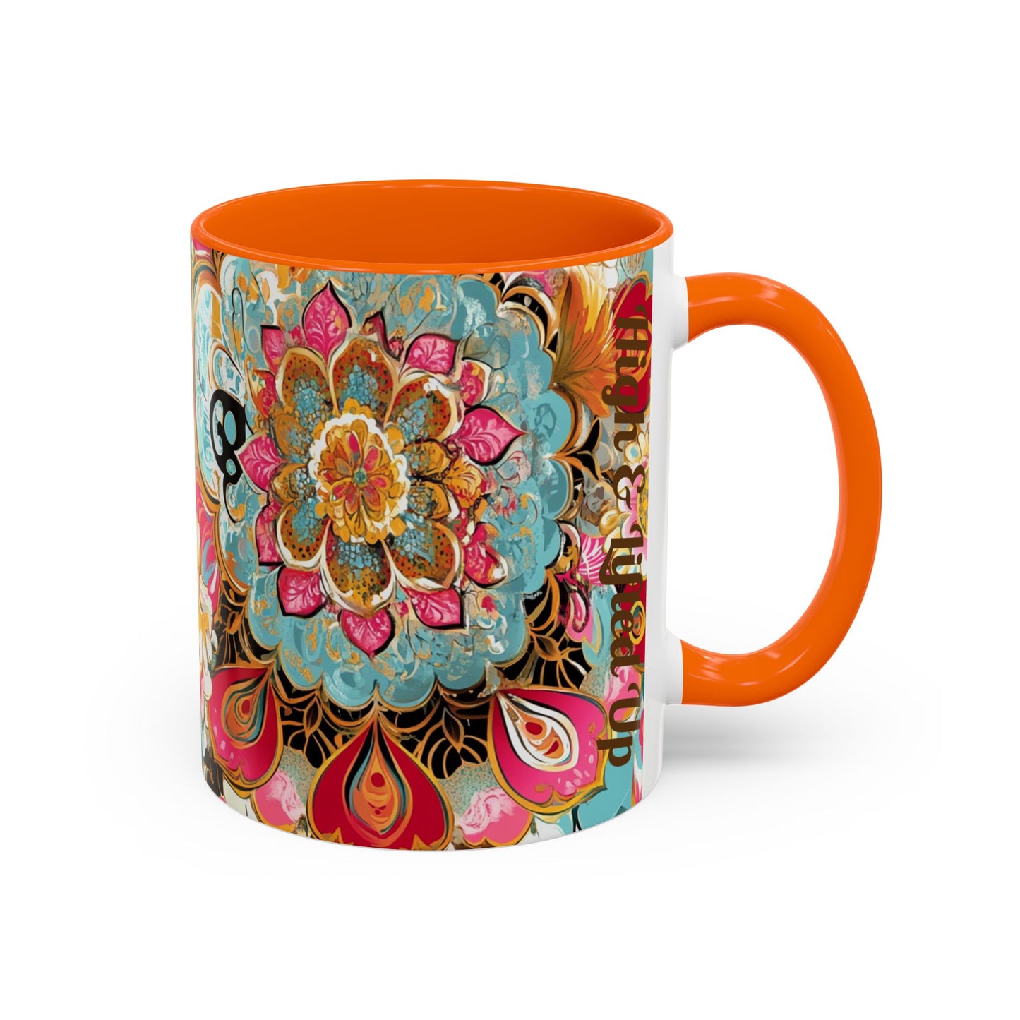 Vibrant Floral Accent Boho Coffee Mug, Floral.