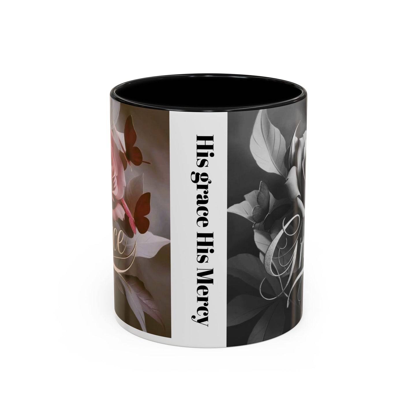 Floral Inspirational Coffee Mug, His Grace His Mercy.