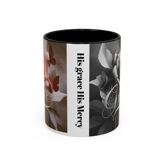 Floral Inspirational Coffee Mug, His Grace His Mercy.