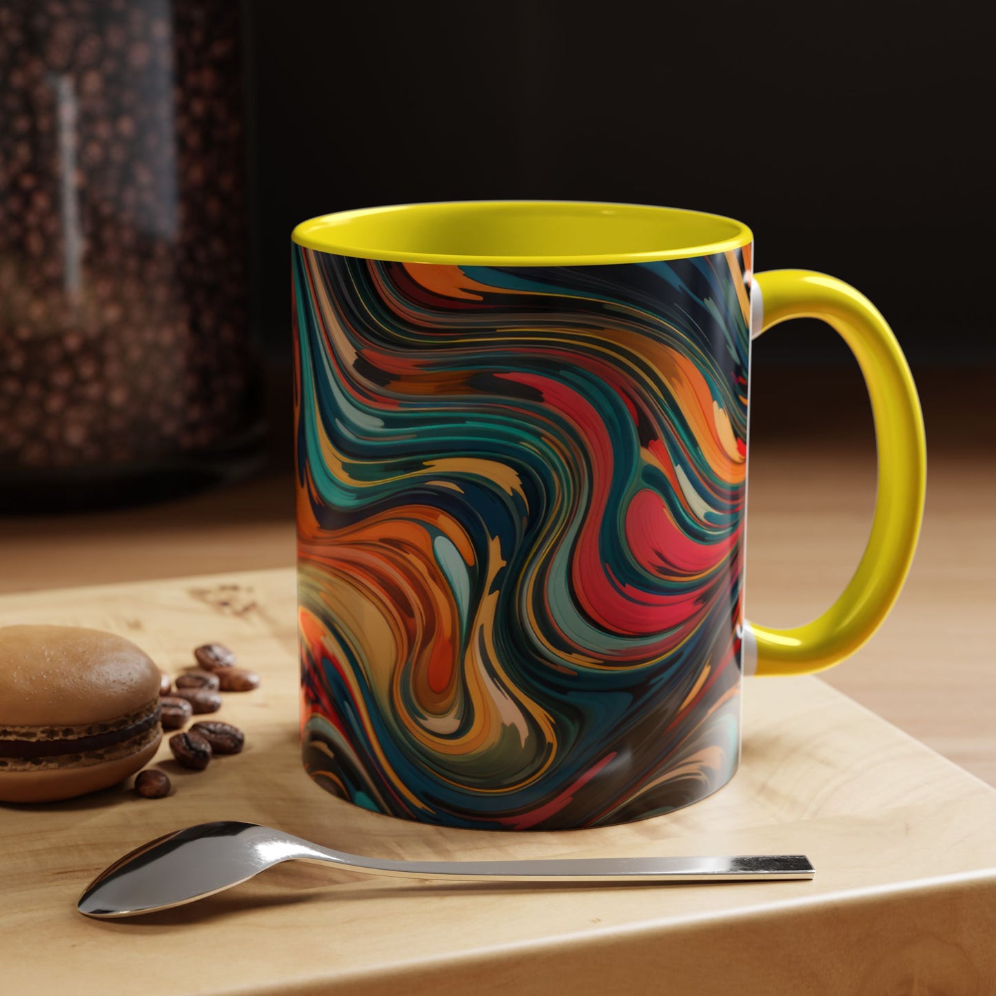 Vibrant Accent Coffee Mug, Artistic Mug Design Colorful Drinkware.
