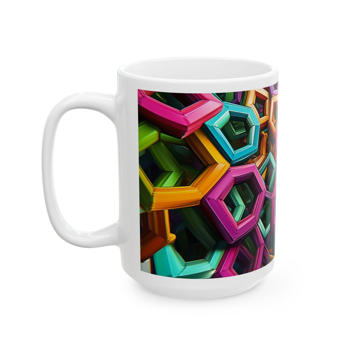 Colorful Hexagon Pattern Ceramic Mug
