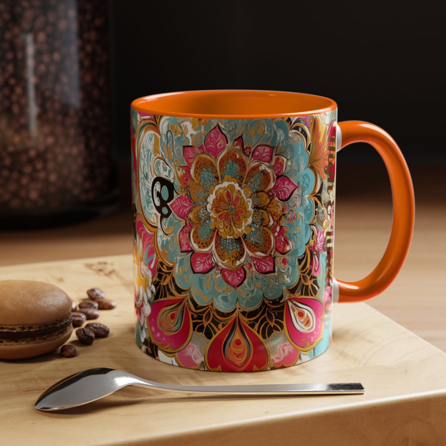 Vibrant Floral Accent Boho Coffee Mug, Floral.