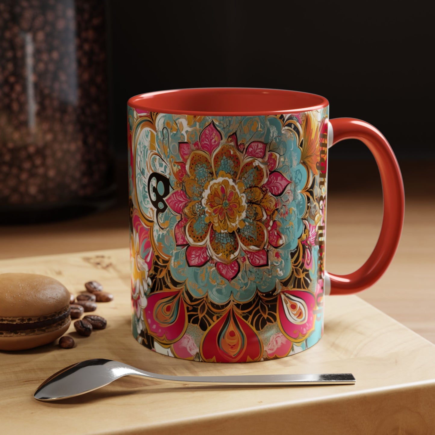 Vibrant Floral Accent Boho Coffee Mug, Floral.
