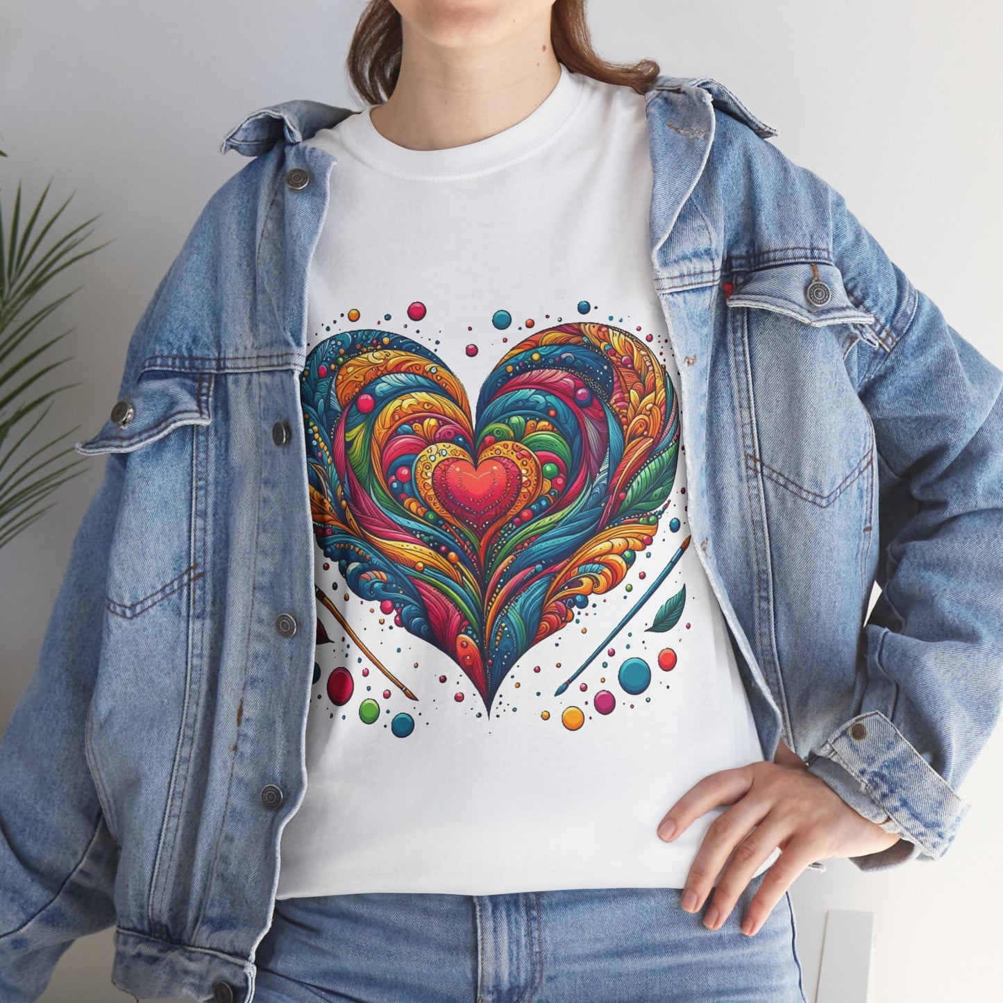 Colorful Heart Art Unisex Heavy Cotton Tee - Vibrant and Unique Design