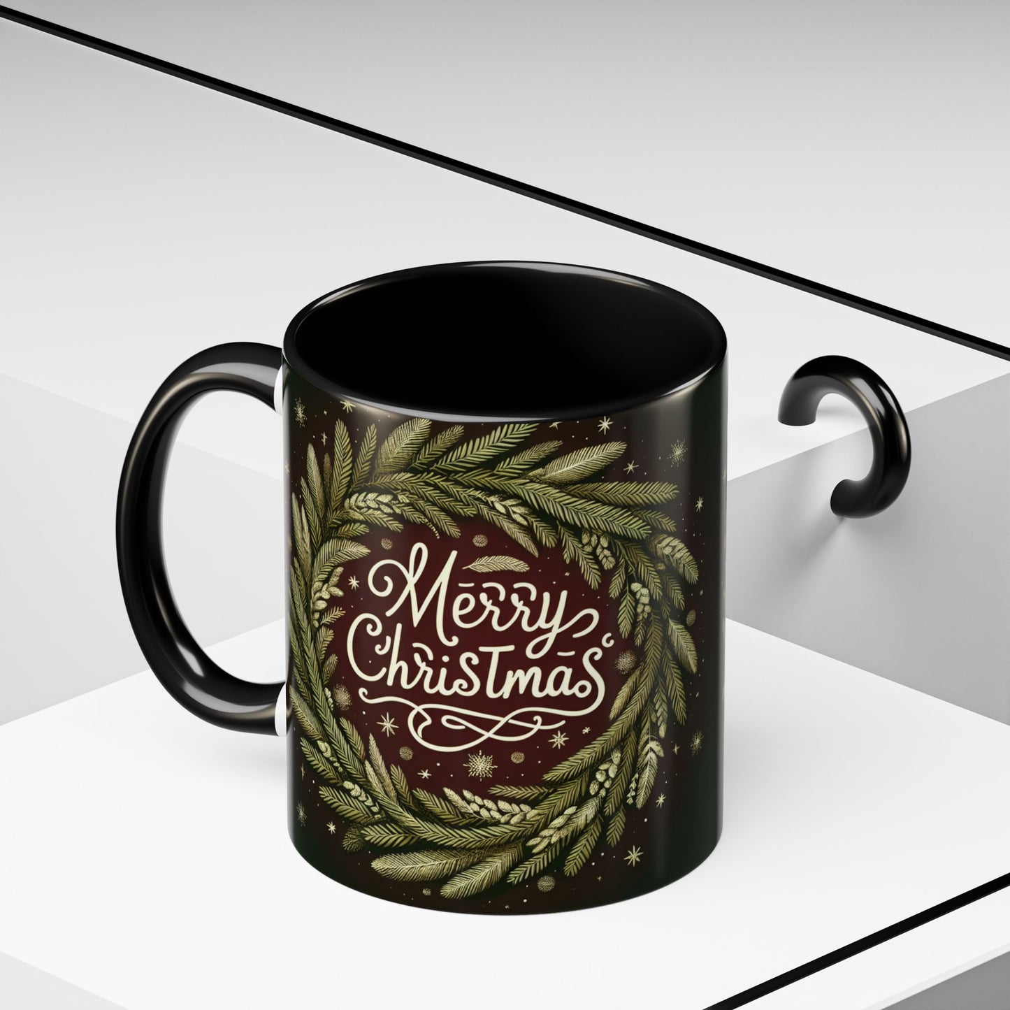 Merry Christmas Accent Coffee Mug