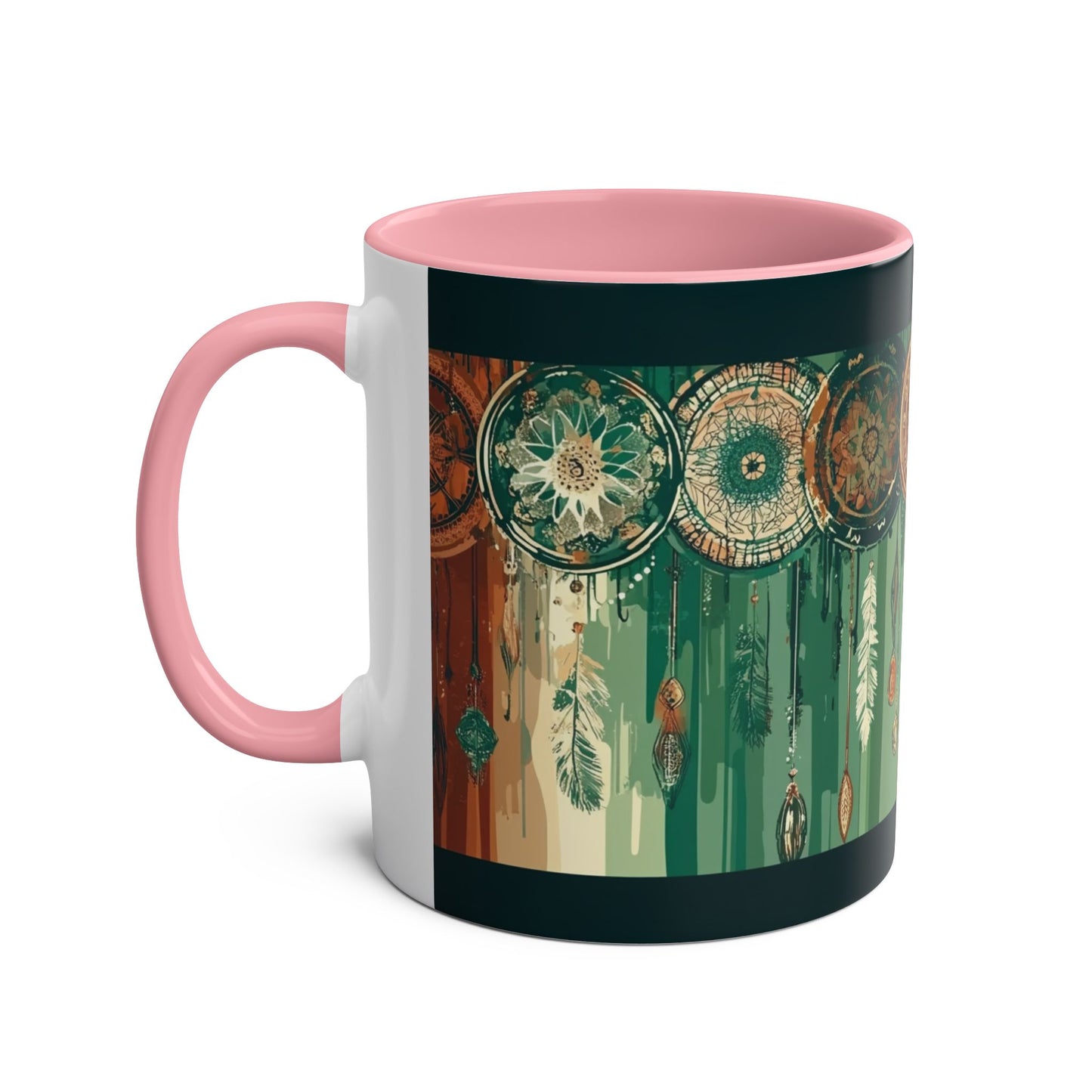 Dreamcatcher Two-Tone Coffee Mug, Boho Mug, Gift for Her, Home Decor, Coffee Lover's Mug, Unique Kitchenware