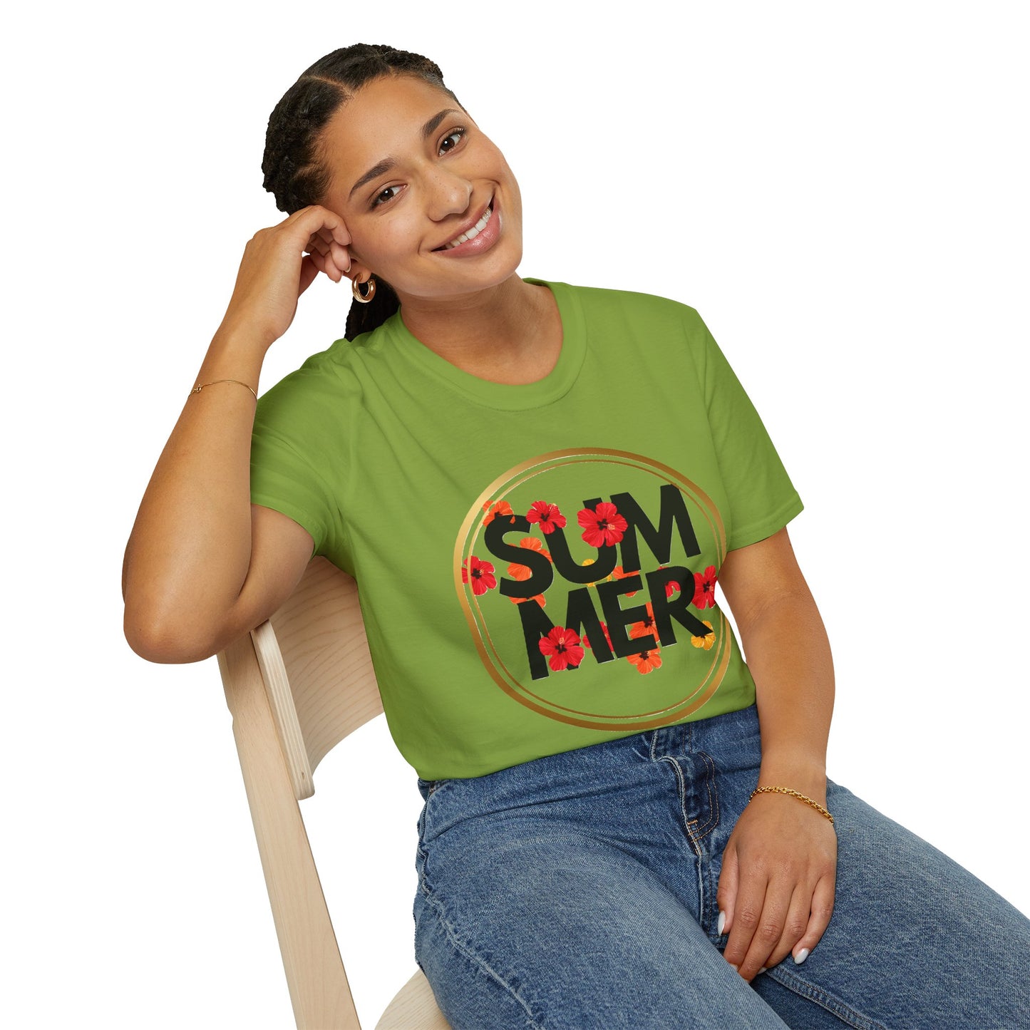 Summer Floral Unisex Softstyle T-Shirt - Casual Wear, Gift, Beach Vibes, Vacation Essentials, Summer Celebration