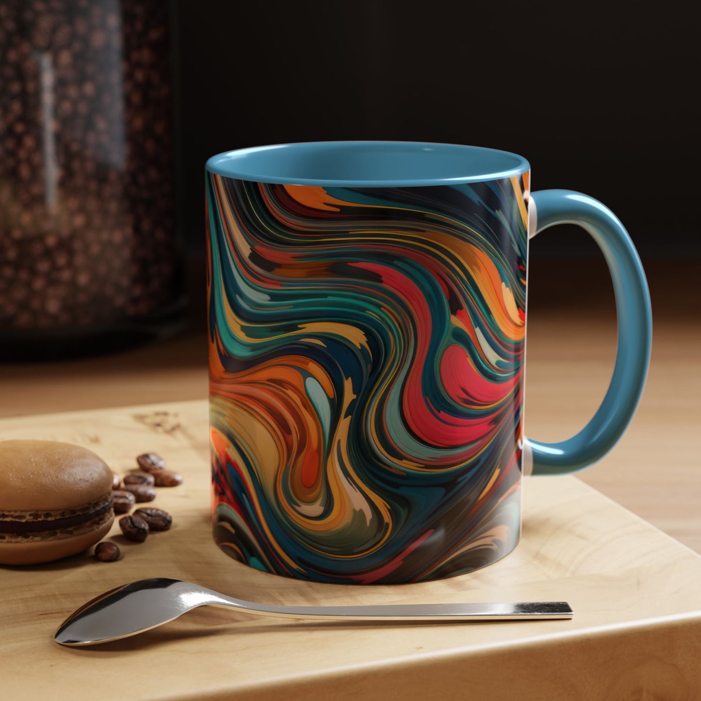 Vibrant Accent Coffee Mug, Artistic Mug Design Colorful Drinkware.