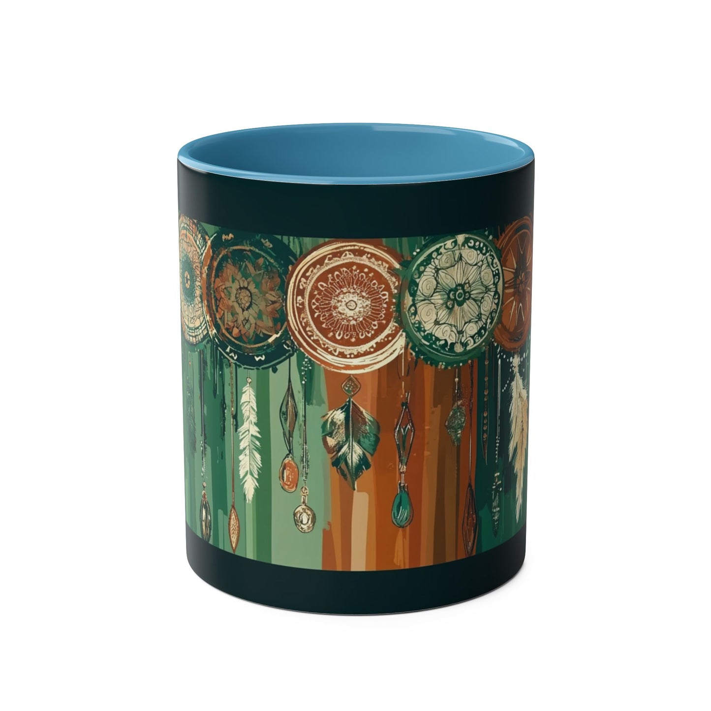 Dreamcatcher Two-Tone Coffee Mug, Boho Mug, Gift for Her, Home Decor, Coffee Lover's Mug, Unique Kitchenware