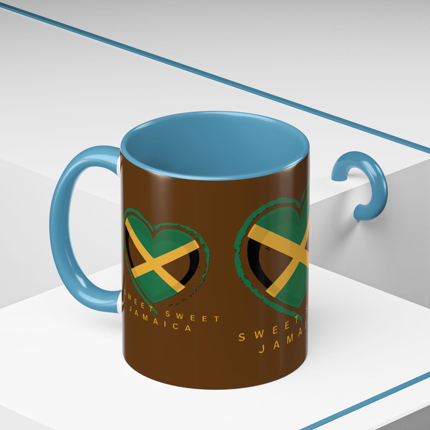 Accent Coffee Mug with Jamaican Heart Design - Perfect for Coffee Lovers, Gift for Travelers, Jamaica Celebration, or Home Decor