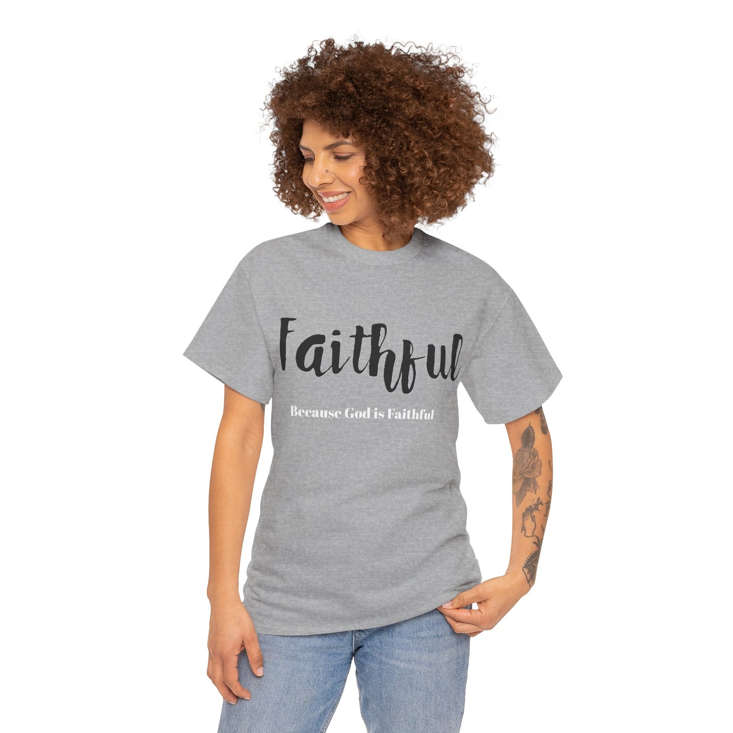Faithful Unisex Heavy Cotton Tee, Christian Apparel.