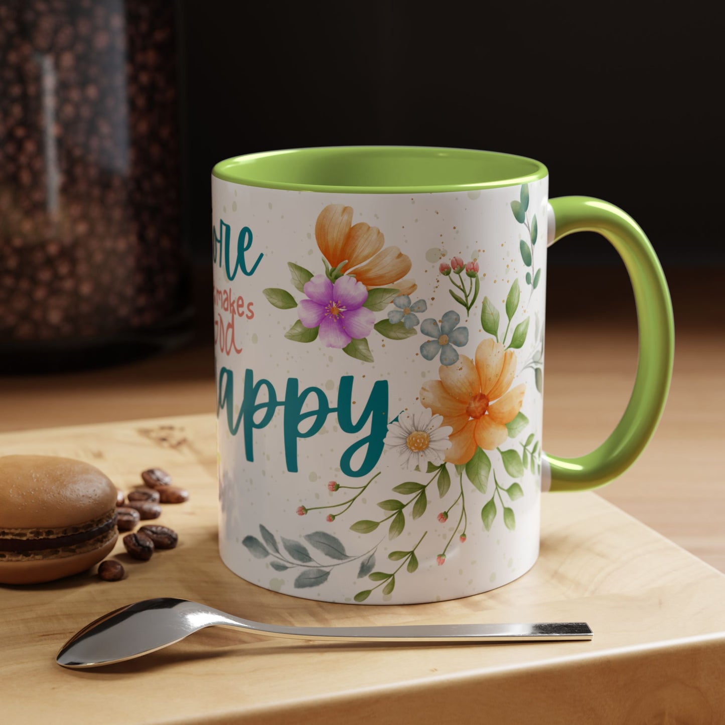 Floral Inspirational Coffee Mug, Do More of What Makes God Happy.