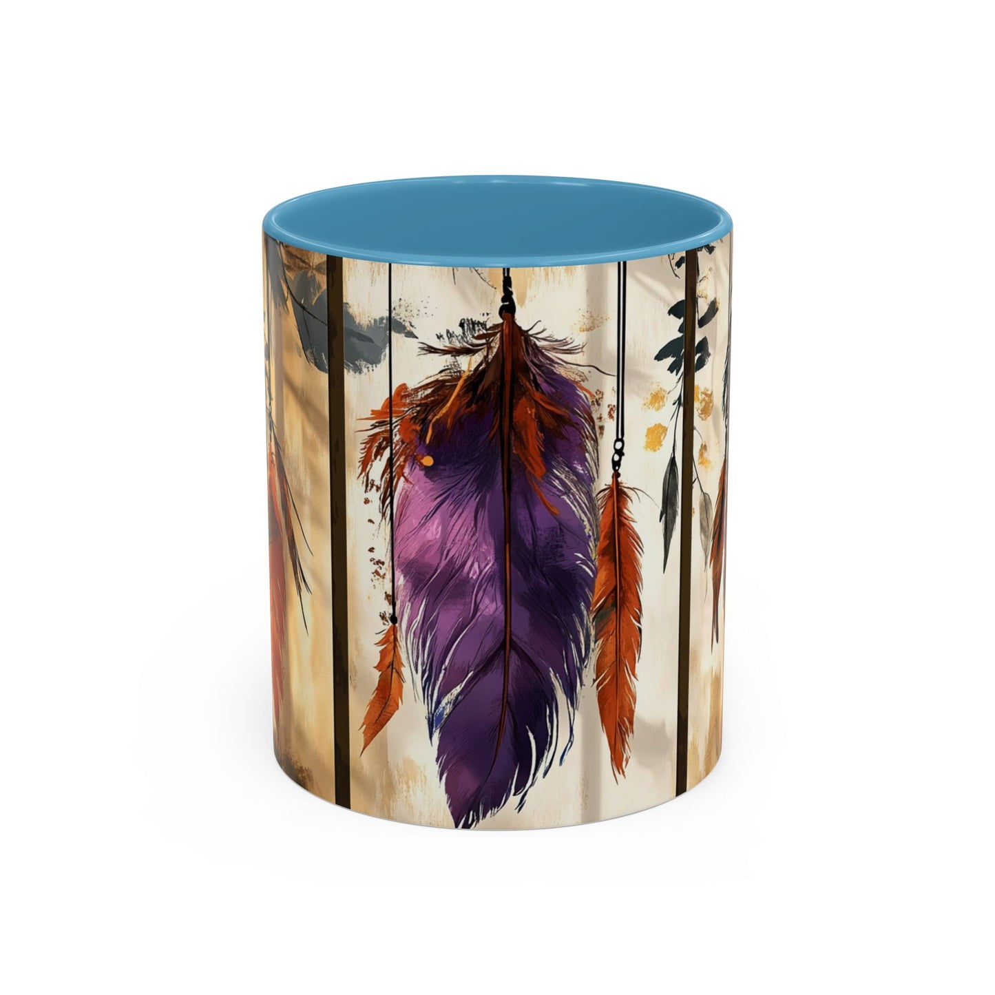Bohemian Feather Coffee Mug, Dreamy Mug for Coffee Lovers, Unique Gift for Creatives, Boho Kitchen Decor, Holiday Gift