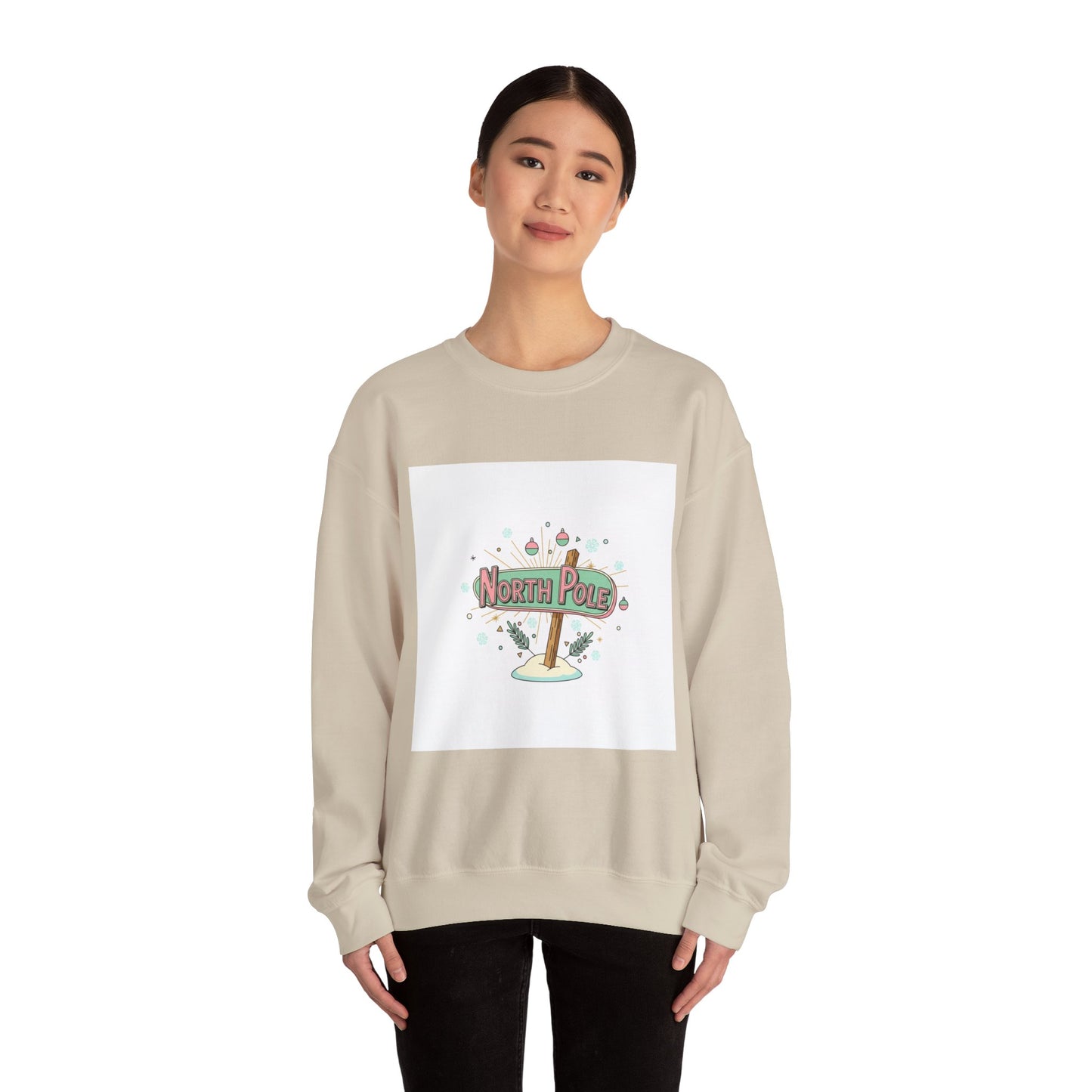 North Pole Sign Sweatshirt | mid century Christmas, retro holiday sign