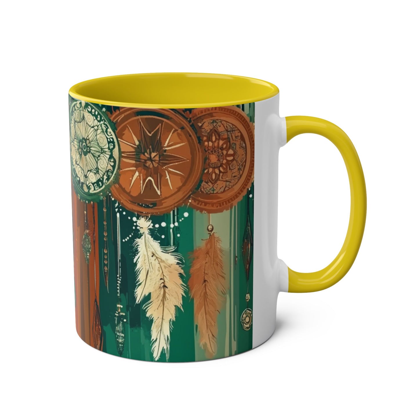 Dreamcatcher Two-Tone Coffee Mug, Boho Mug