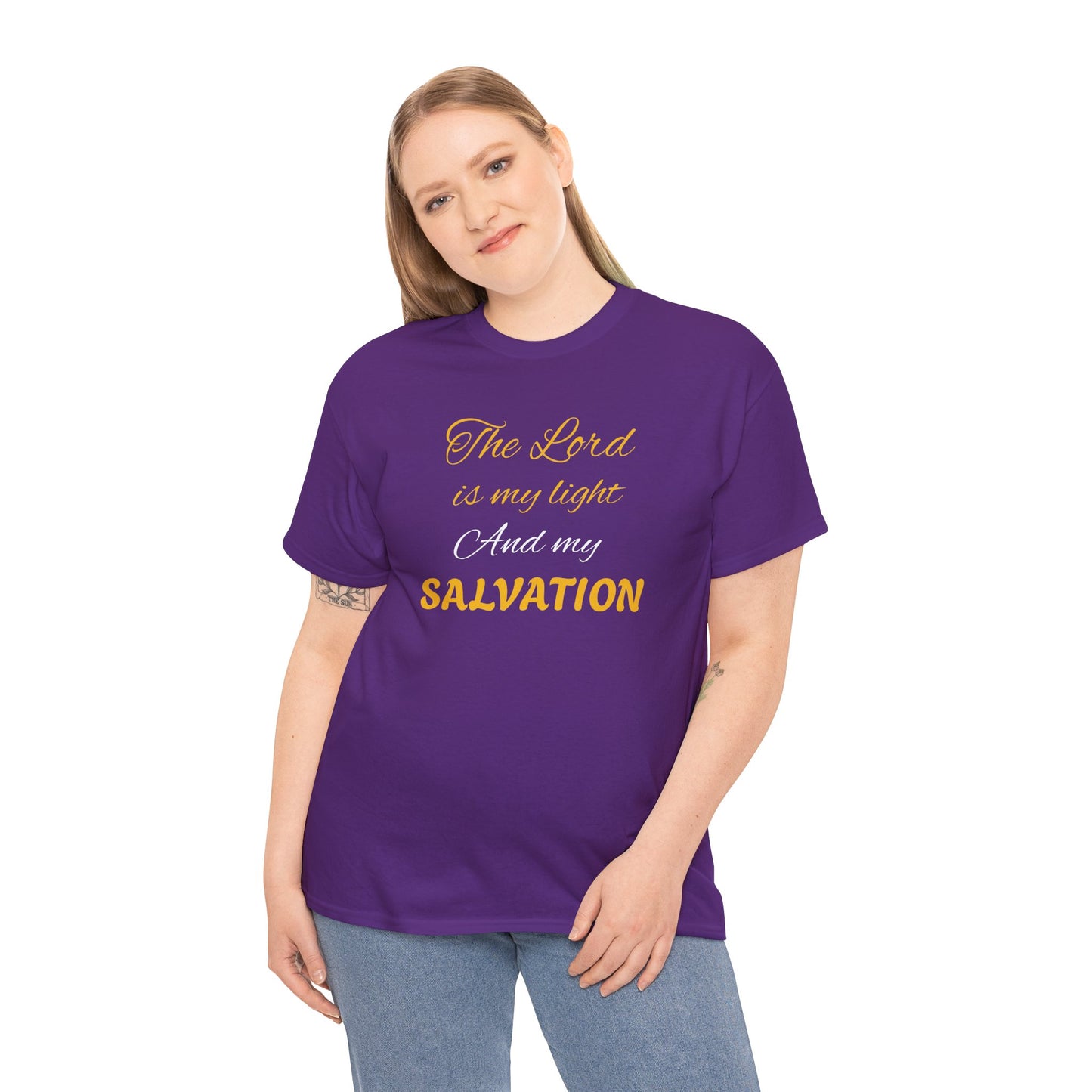 Inspirational Unisex Heavy Cotton Tee - 'The Lord is my light and my SALVATION'