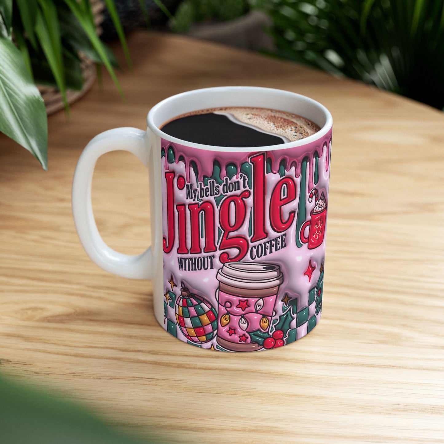 Festive Holiday Ceramic Mug, Cute Christmas Coffee Cup