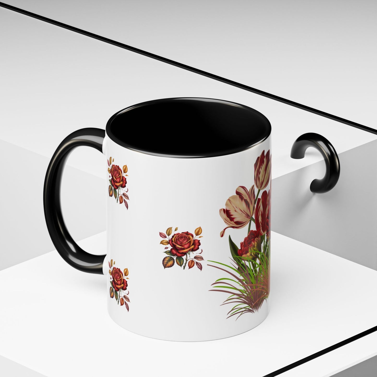 Floral Accent Coffee Mug, Boho Floral Mug.