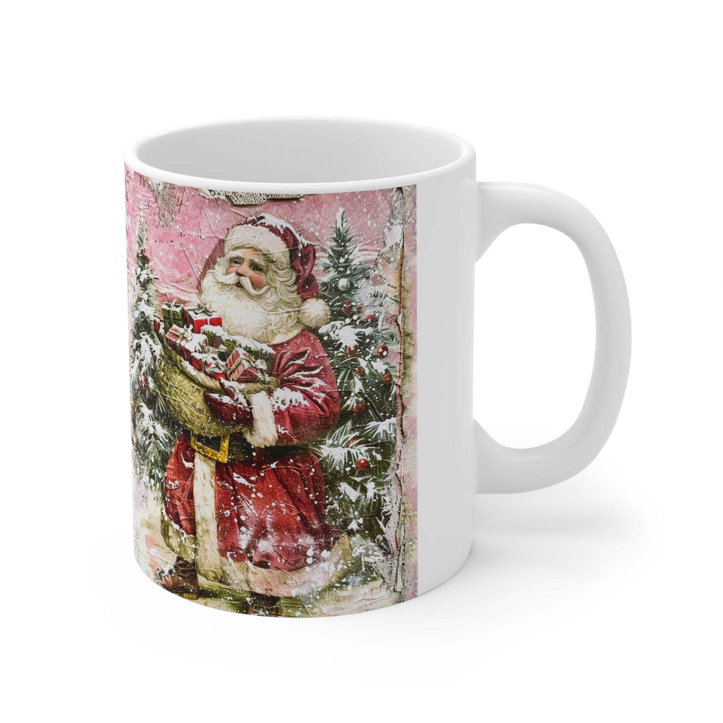 Vintage Santa Ceramic Coffee Cups - Holiday Cheer Mugs (11oz & 15oz)