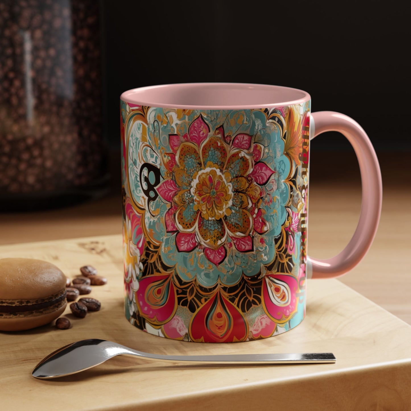 Vibrant Floral Accent Boho Coffee Mug, Floral.
