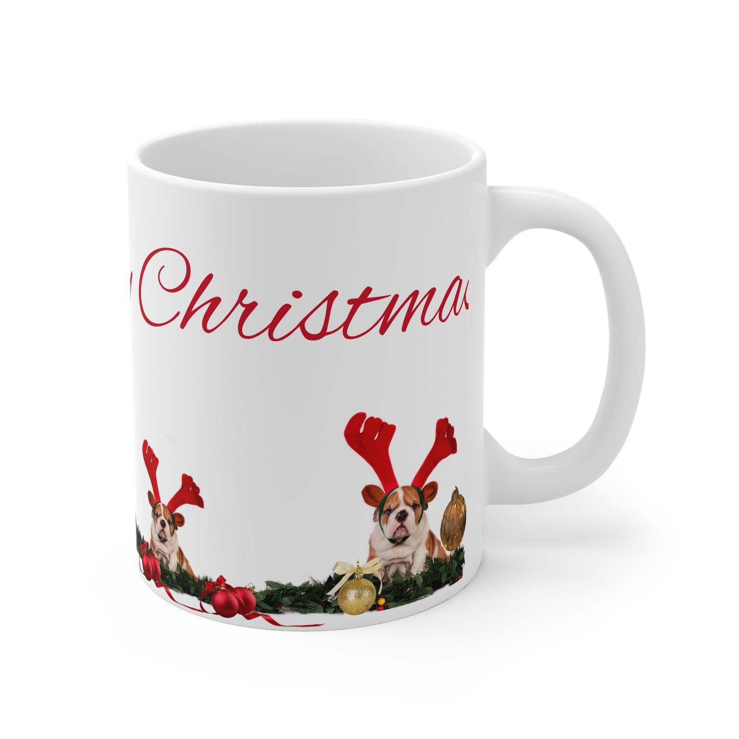 Merry Christmas Corgi Mug — Festive Reindeer Antler Dog Mug