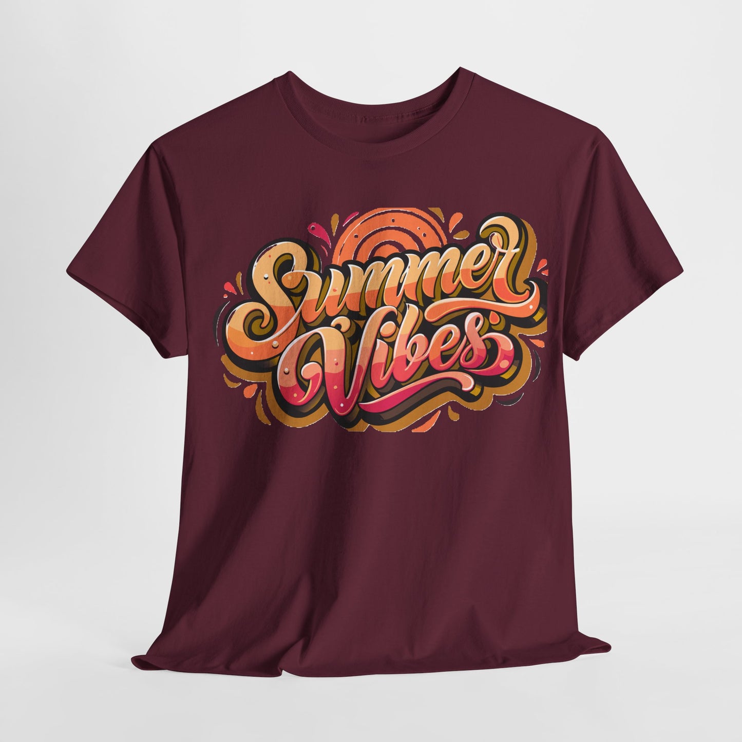 Summer Vibes Unisex Heavy Cotton Tee - Relaxed Fit, Casual Wear, Beach Outings, Gift for Friends, Summer Parties, Fun Graphic Tee