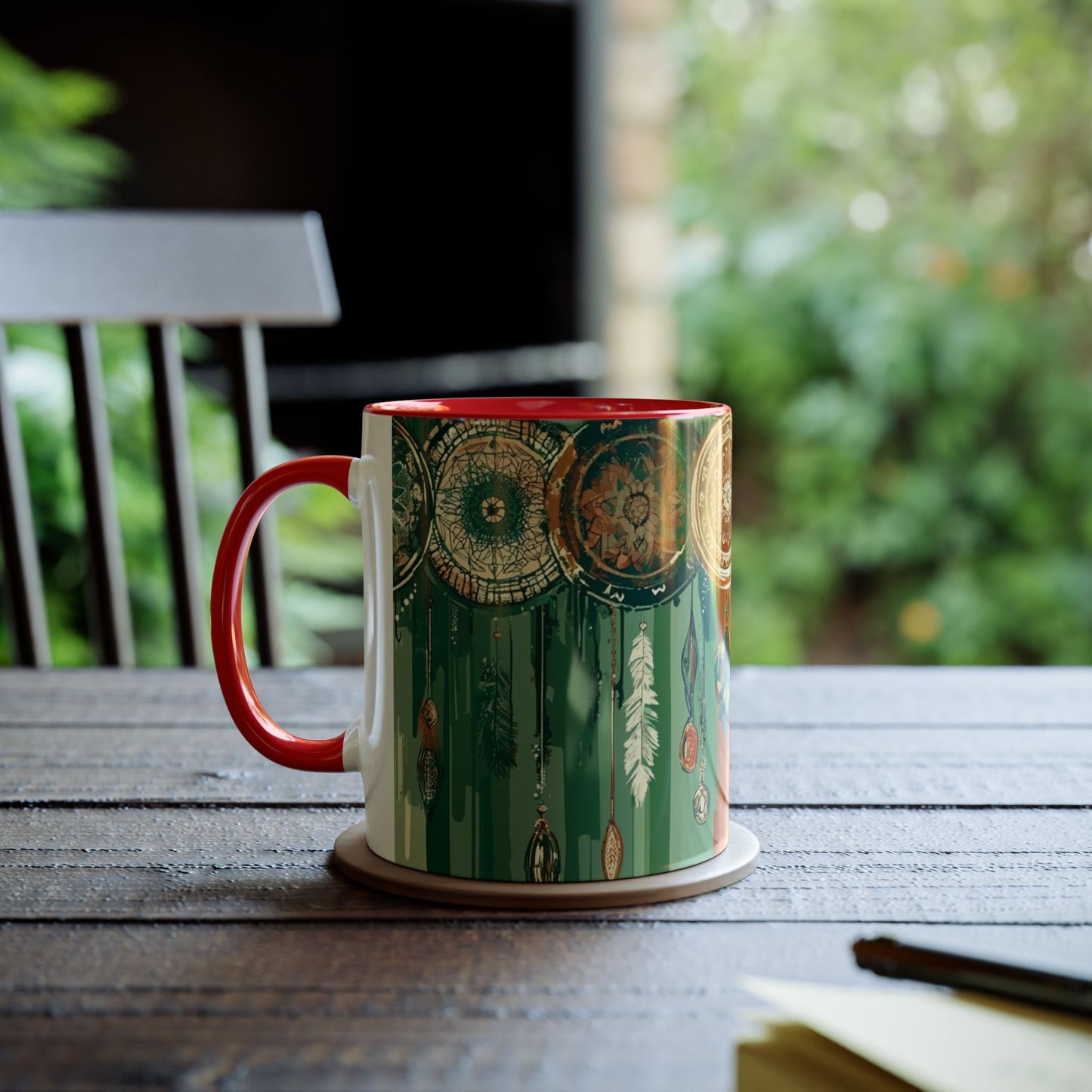 Dreamcatcher Two-Tone Coffee Mug, Boho Mug