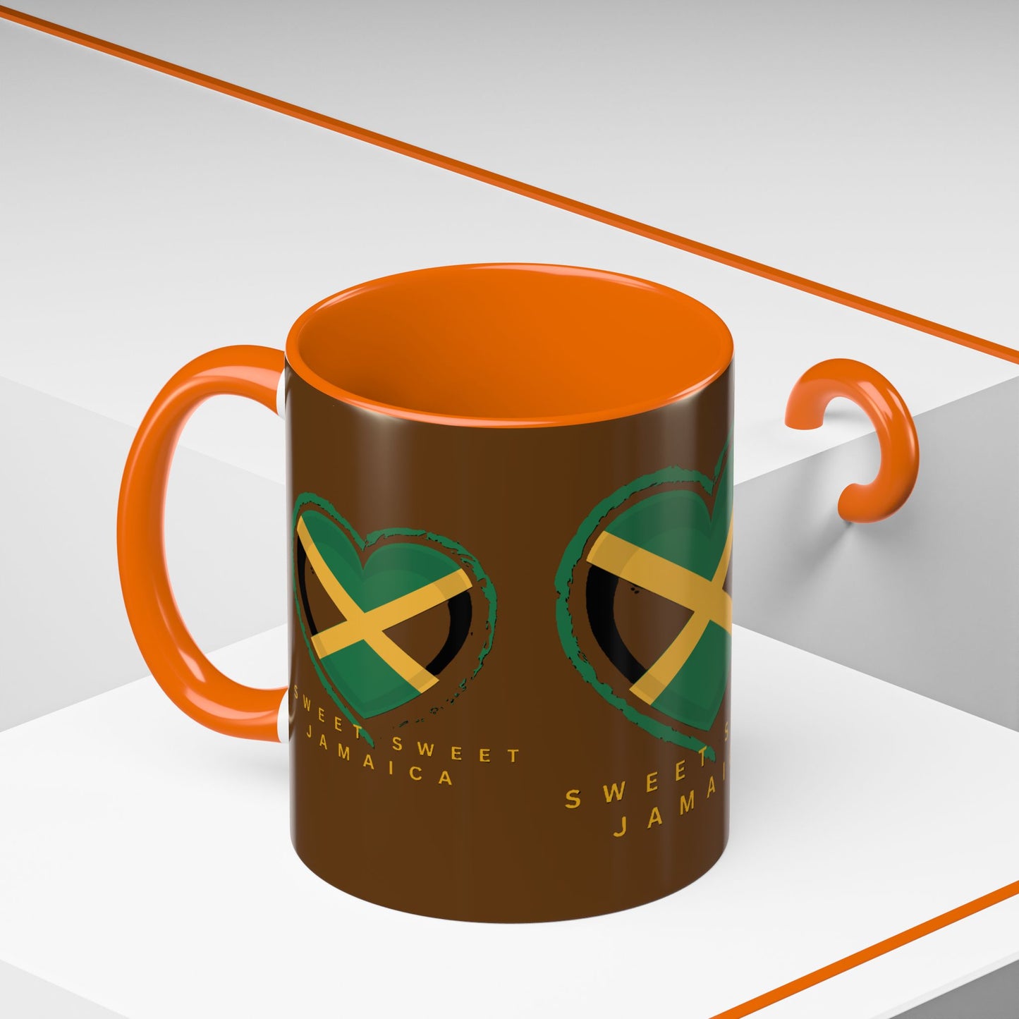 Accent Coffee Mug with Jamaican Heart Design - Perfect for Coffee Lovers, Gift for Travelers, Jamaica Celebration, or Home Decor