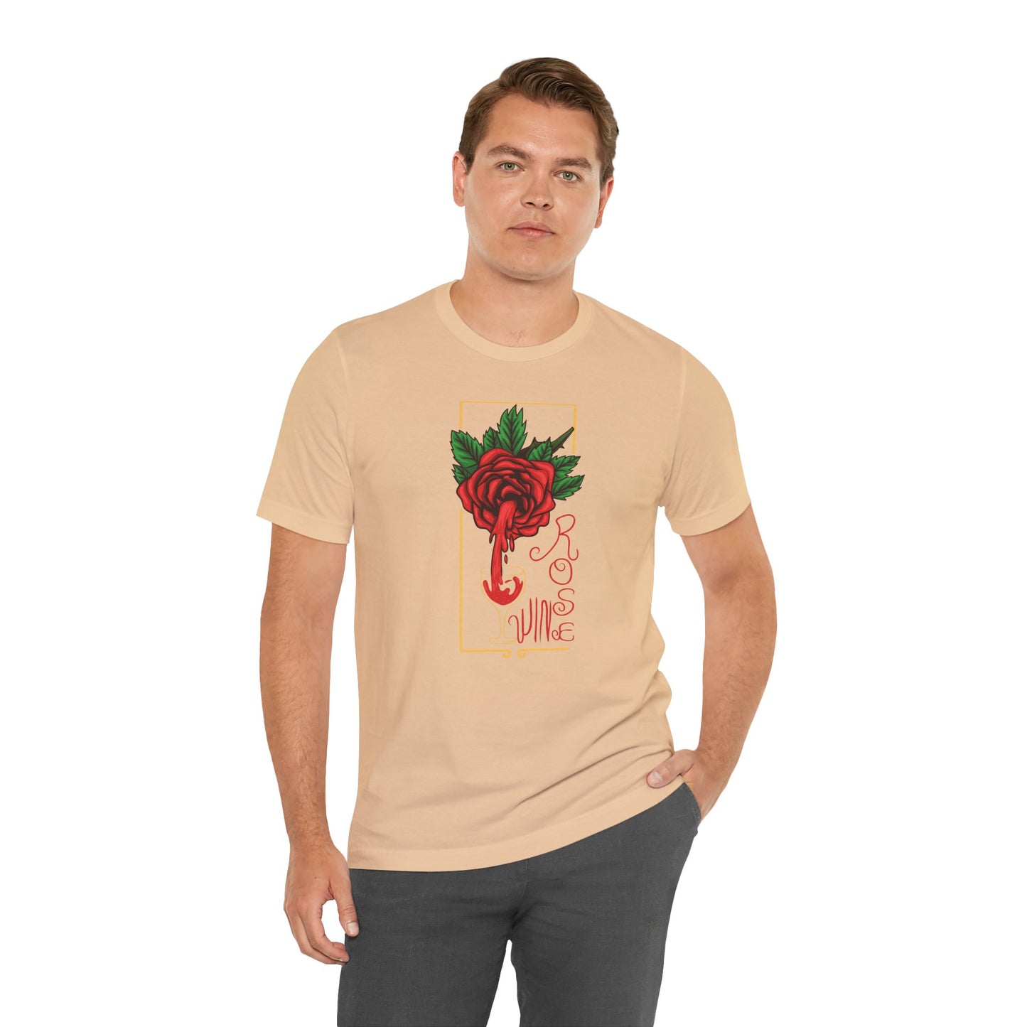 Rose Wine Unisex Tee, Perfect for Wine Lovers, Gifts for Her, Casual Date Night, Summer Apparel, Floral Graphic Shirt