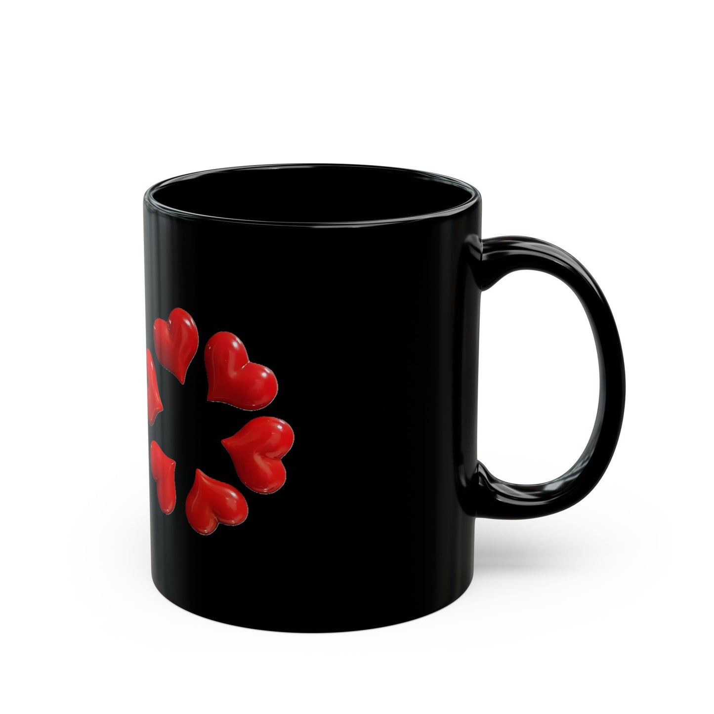 Black Heart Wreath Mug, Valentine’s Day Red Heart Coffee Mug