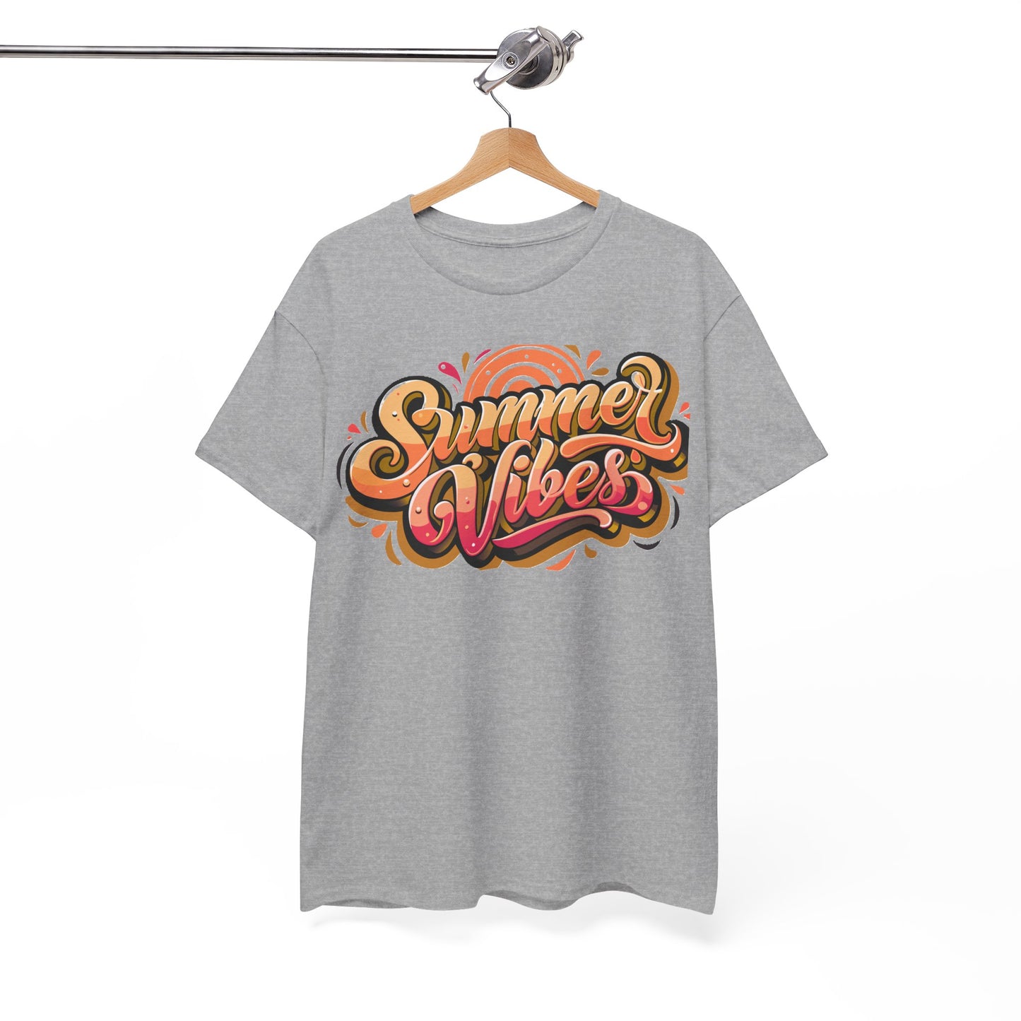 Summer Vibes Unisex Heavy Cotton Tee - Relaxed Fit, Casual Wear, Beach Outings, Gift for Friends, Summer Parties, Fun Graphic Tee