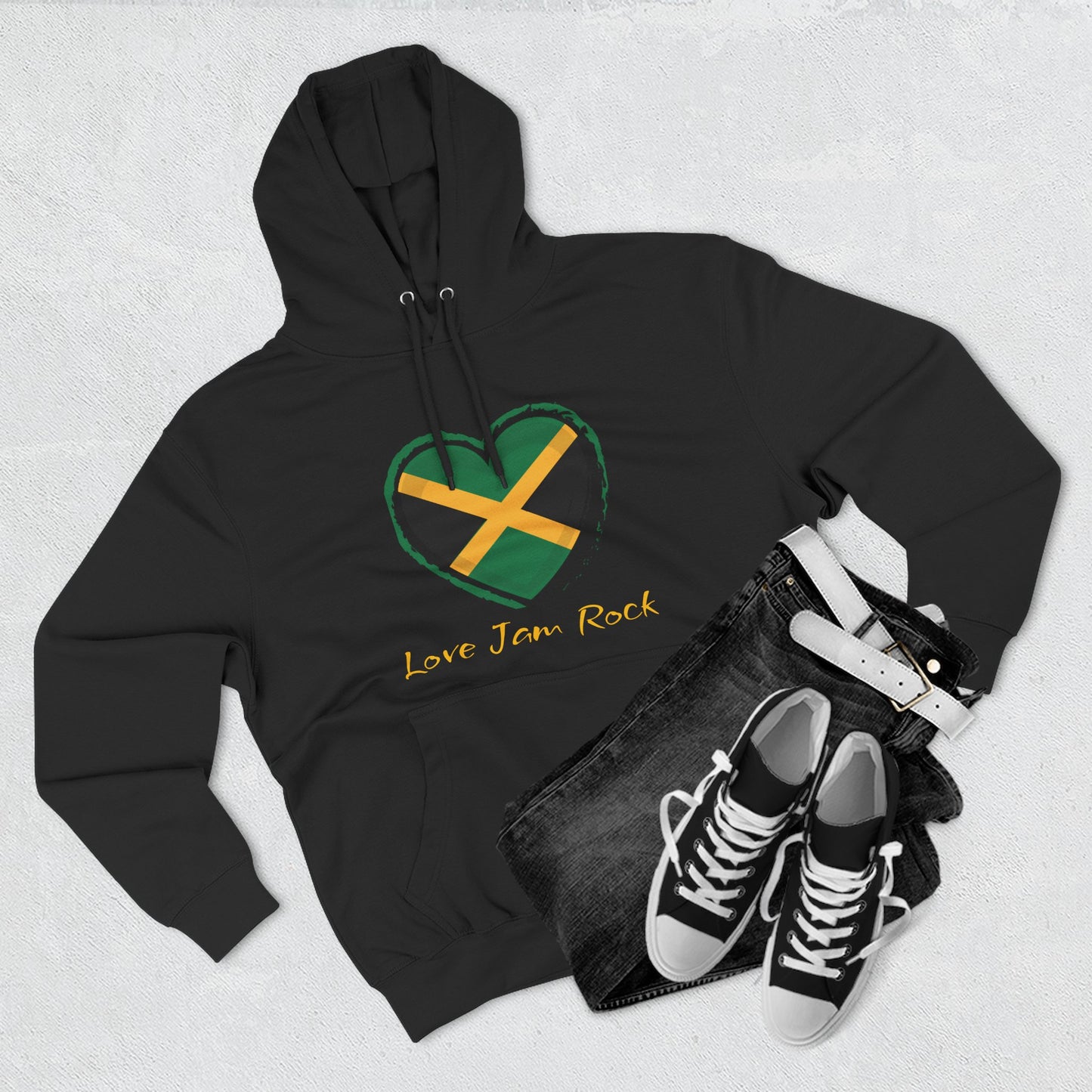 Jamaican Love Fleece Hoodie, Cosy Black Sweatshirt