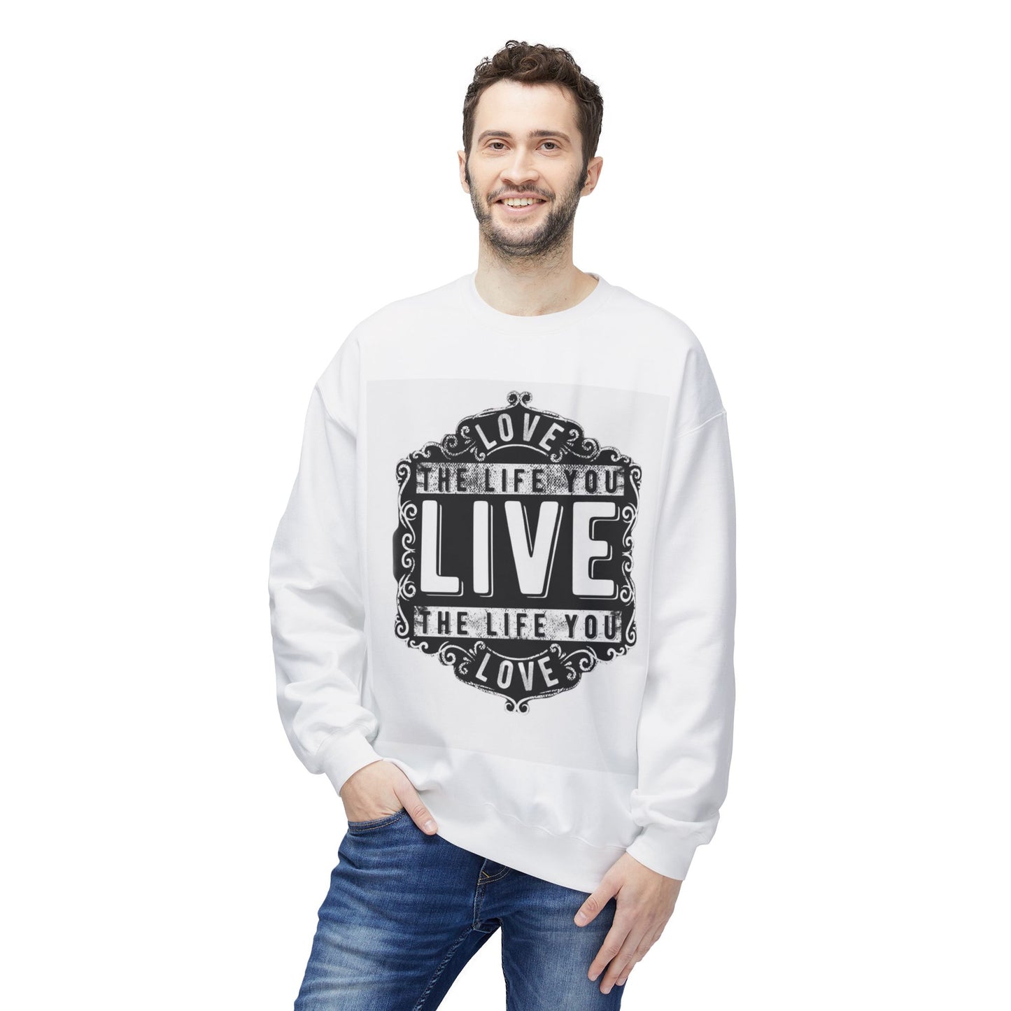 Live Life Love Sweatshirt, Inspirational Crewneck, Motivational Apparel, Gift for Friends, Cozy Clothing