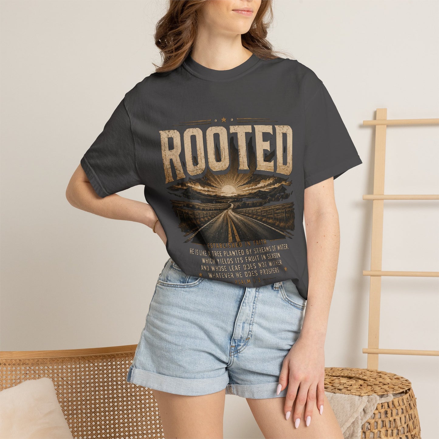 Rooted Road Vintage T-Shirt Inspirational Christian Faith Tee