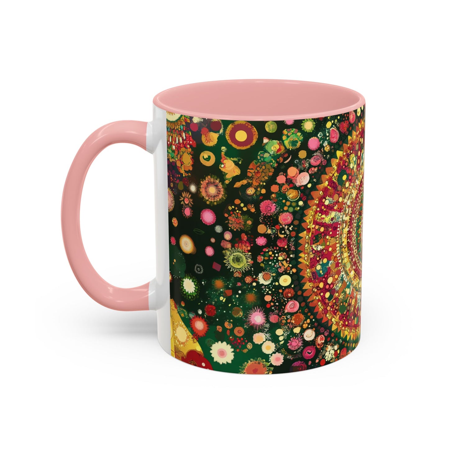 Vibrant Mandala Accent Coffee Mug, Colorful Drinkware.