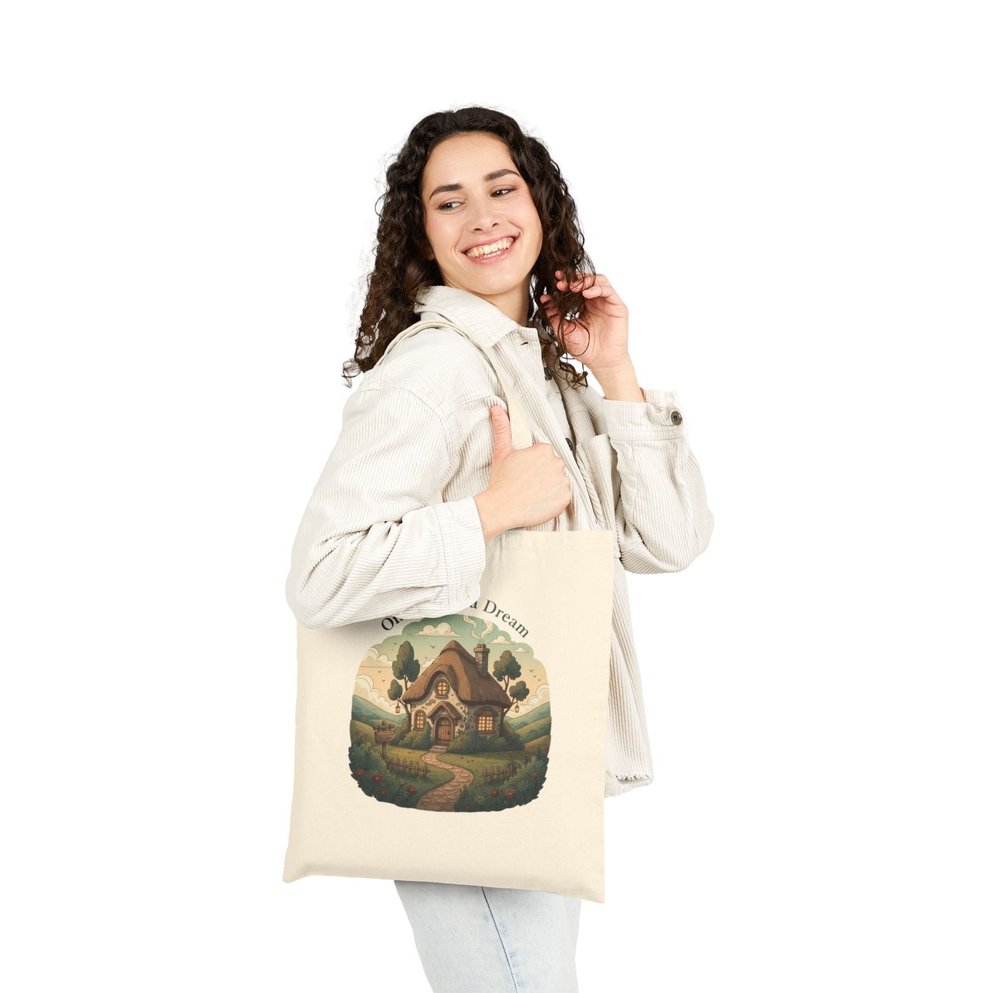 Cozy Winter Village Tote | fantasy forest illustration, storybook winter