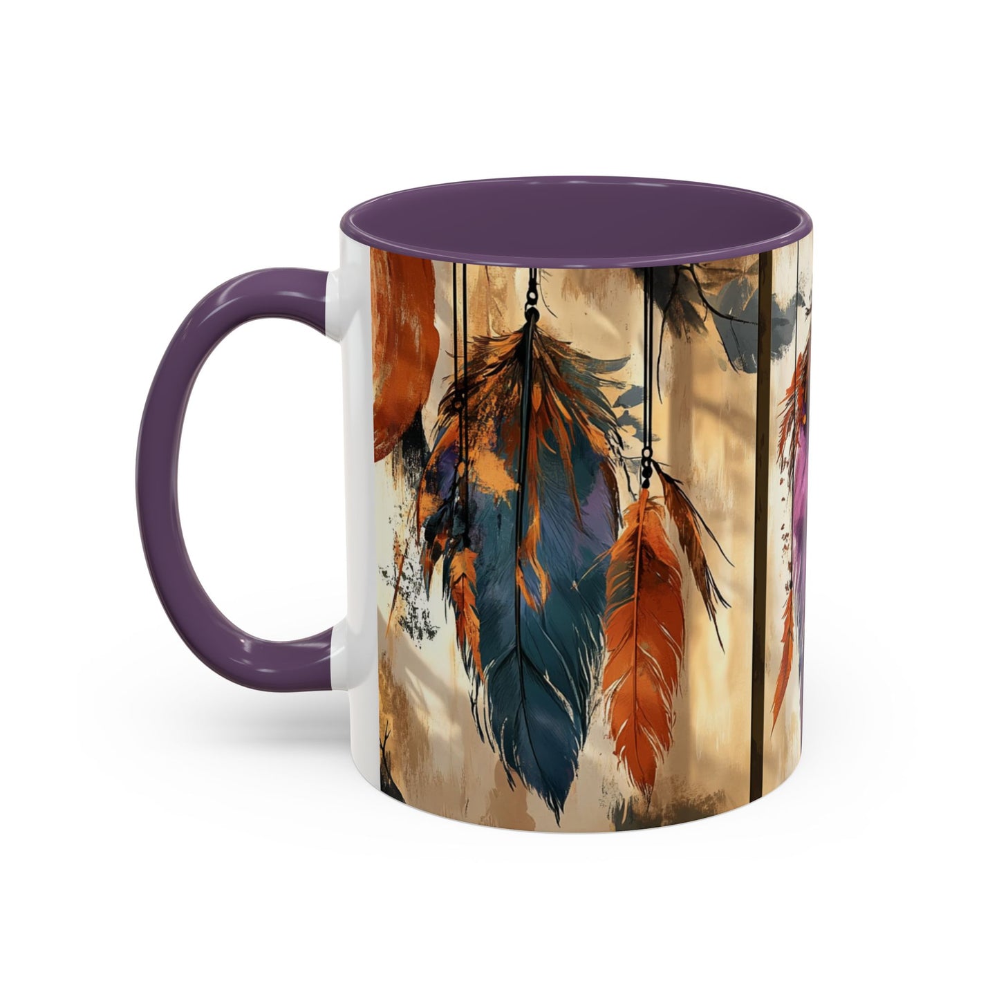 Bohemian Feather Coffee Mug, Dreamy Mug for Coffee Lovers, Unique Gift for Creatives, Boho Kitchen Decor, Holiday Gift