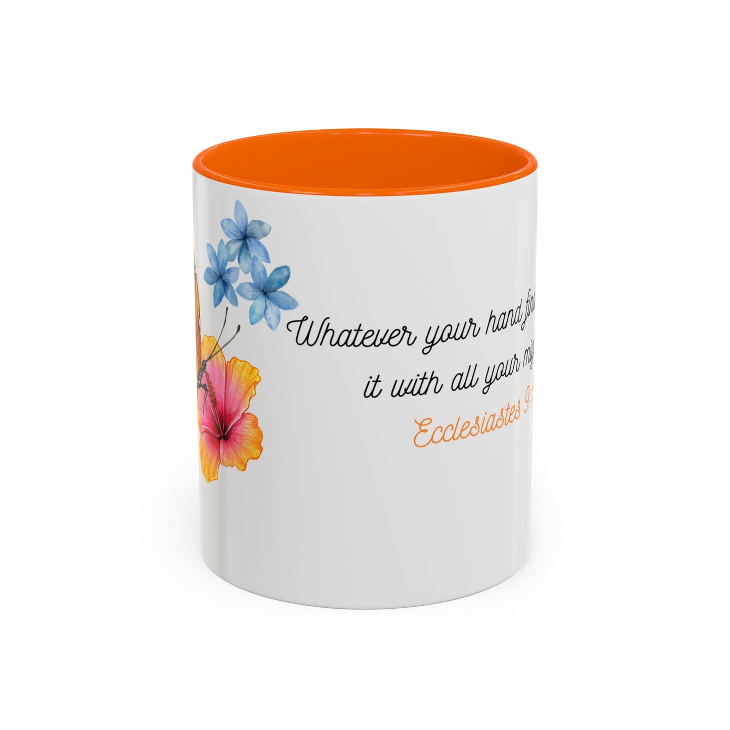 Inspirational Accent Mug - Butterfly Design, with Motivational words.