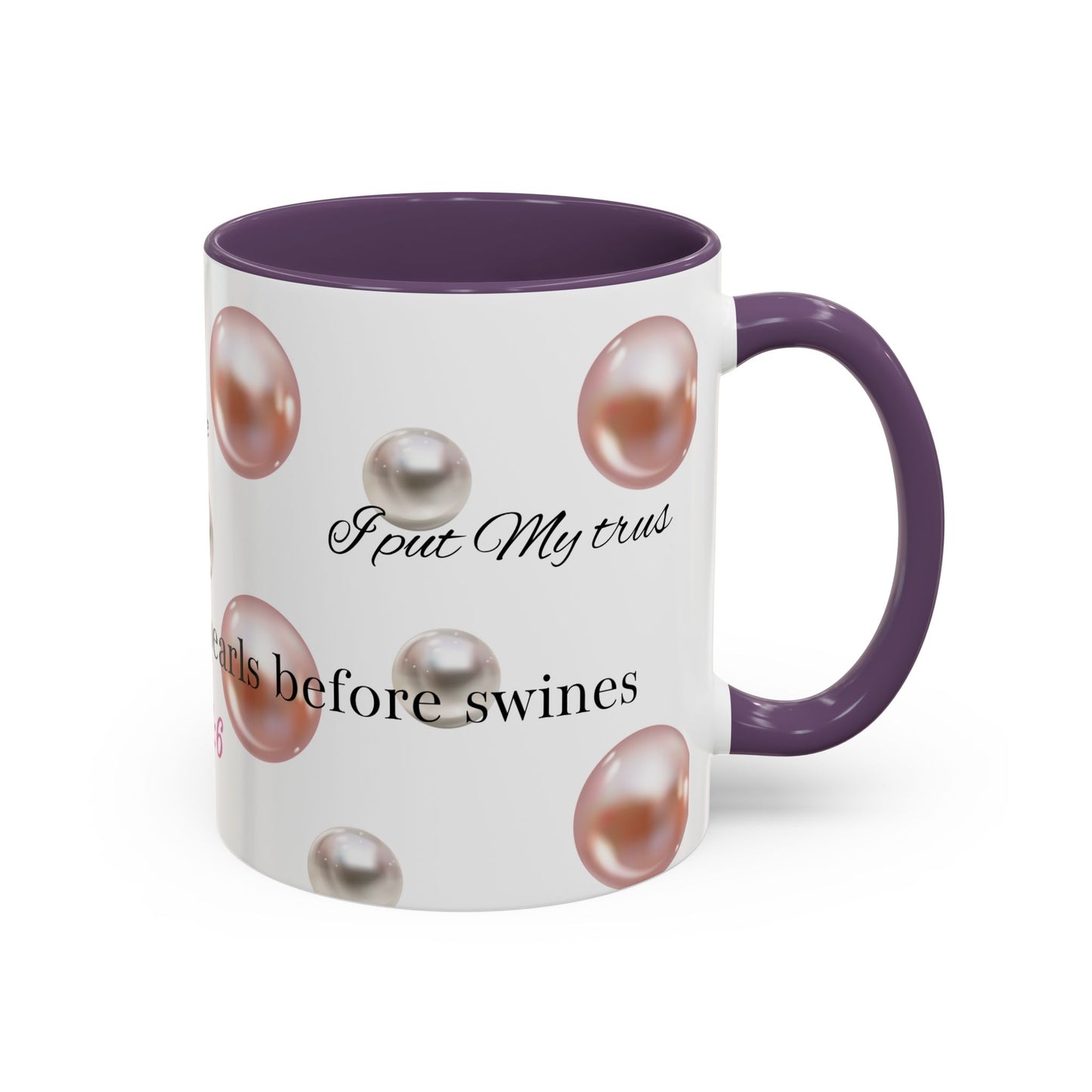 Elegant Inspirational Coffee Mug with Pearls, Unique Gift for Friends, Spiritual Reminder.