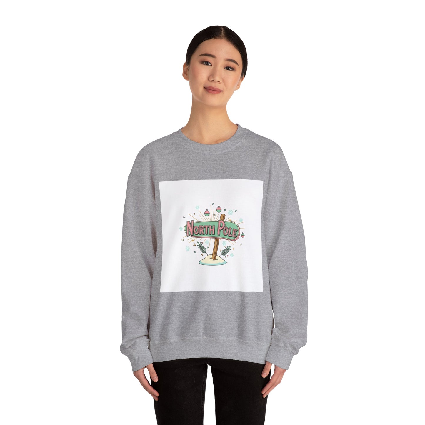 North Pole Sign Sweatshirt | mid century Christmas, retro holiday sign