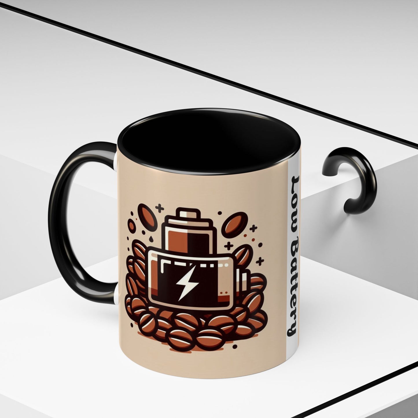 Low Battery Coffee Mug, Funny Coffee Cup, Gift for Caffeine Lovers, Unique Office Mug, Java Enthusiast Cup