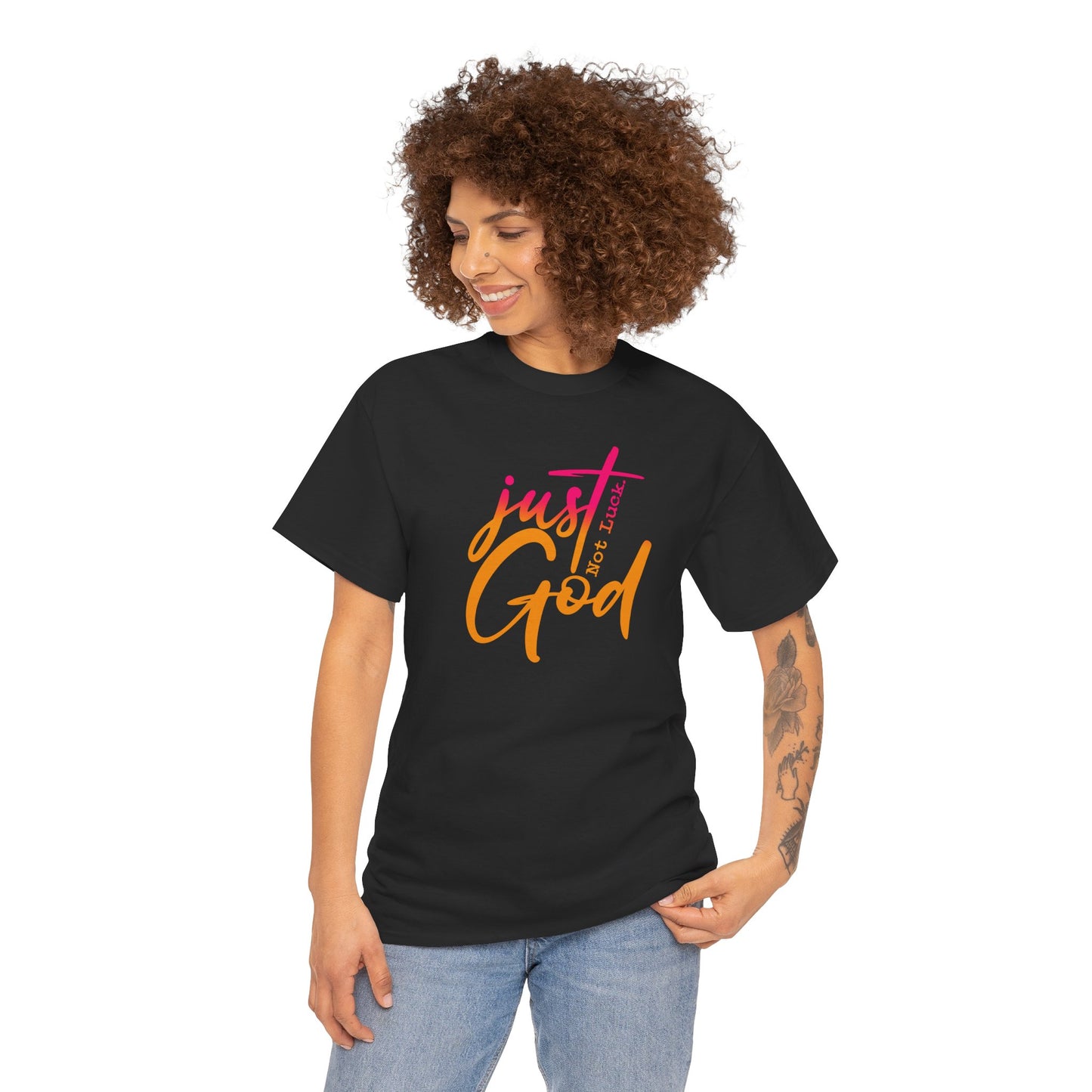Faith-Inspired Unisex Tee - Just Not Luck "God", Cotton Tee,