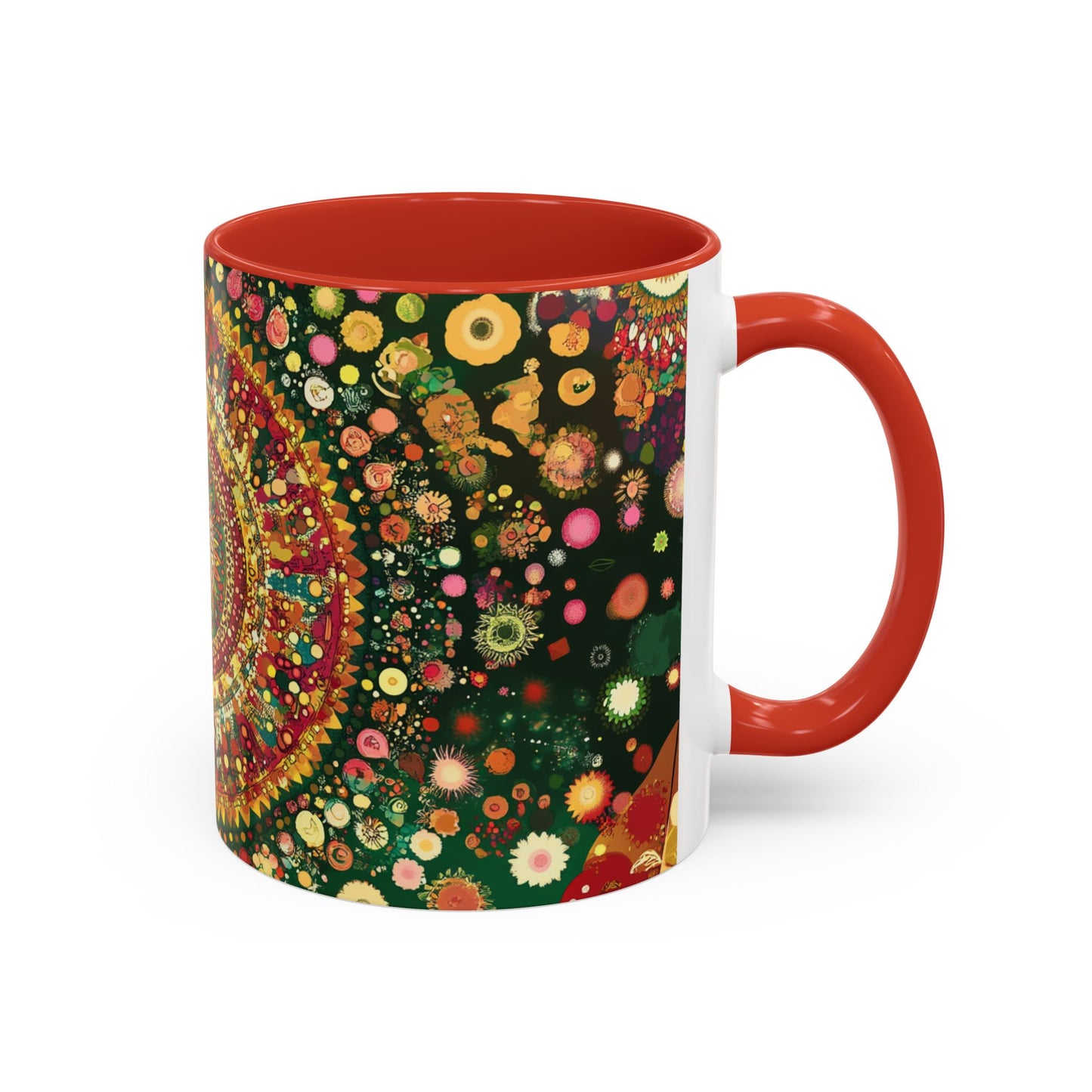 Vibrant Mandala Accent Coffee Mug, Colorful Drinkware.