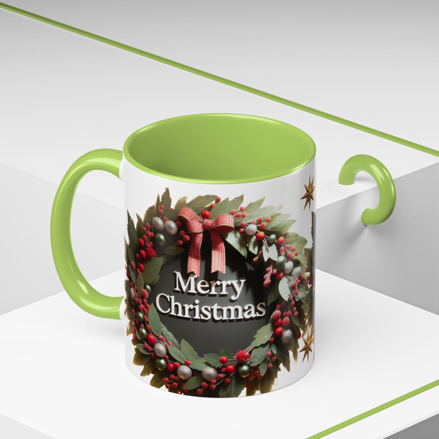 Festive Merry Christmas Mug, Holiday Coffee Cup.