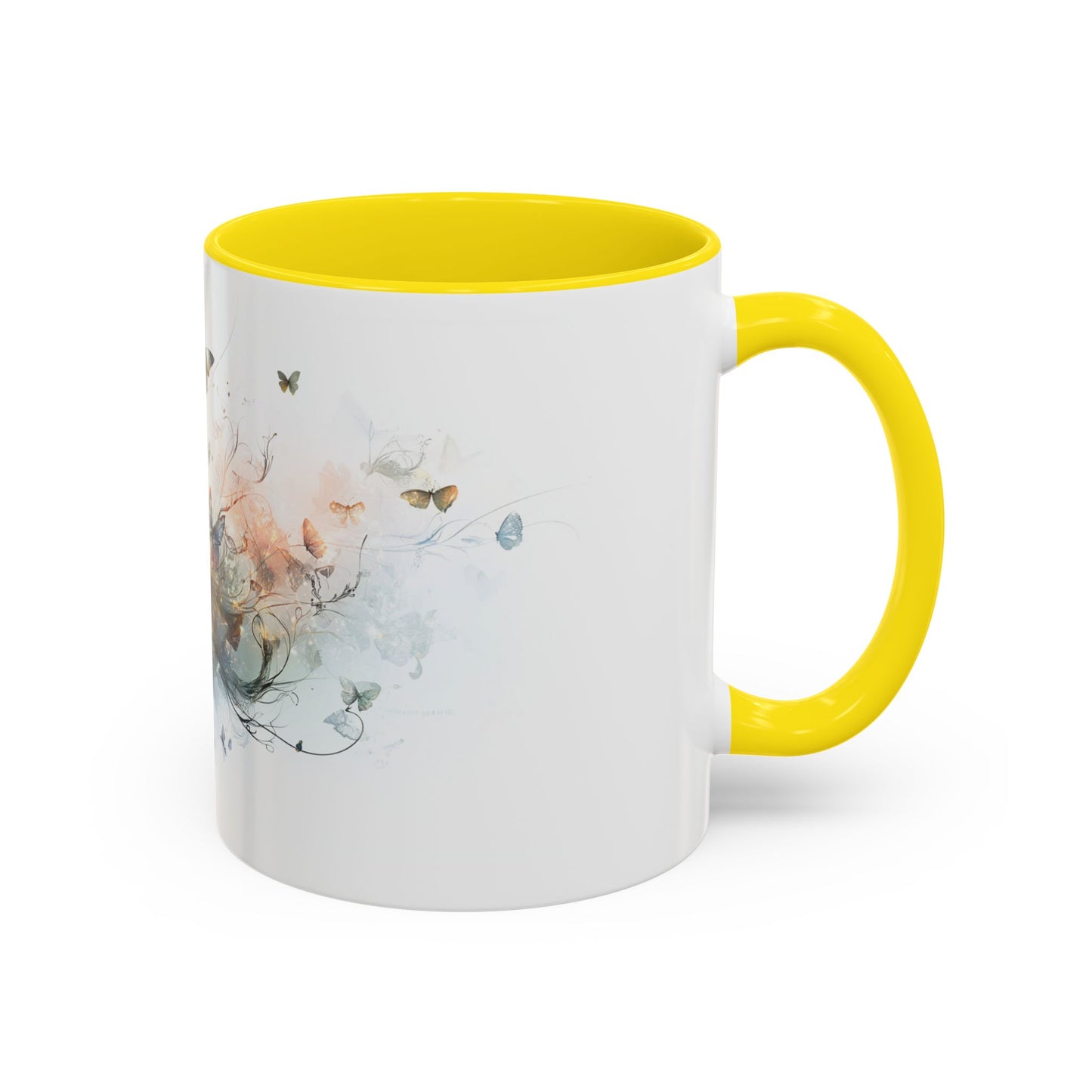 Butterfly Dreams Accent Coffee Mug - Artistic Drinkware, Gift for Nature Lovers, Home Decor, Birthday, Coffee Lovers