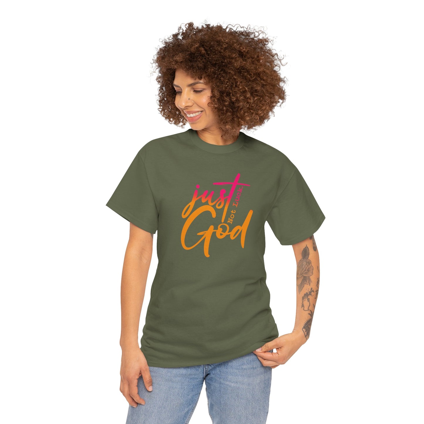 Faith-Inspired Unisex Tee - Just Not Luck "God", Cotton Tee,