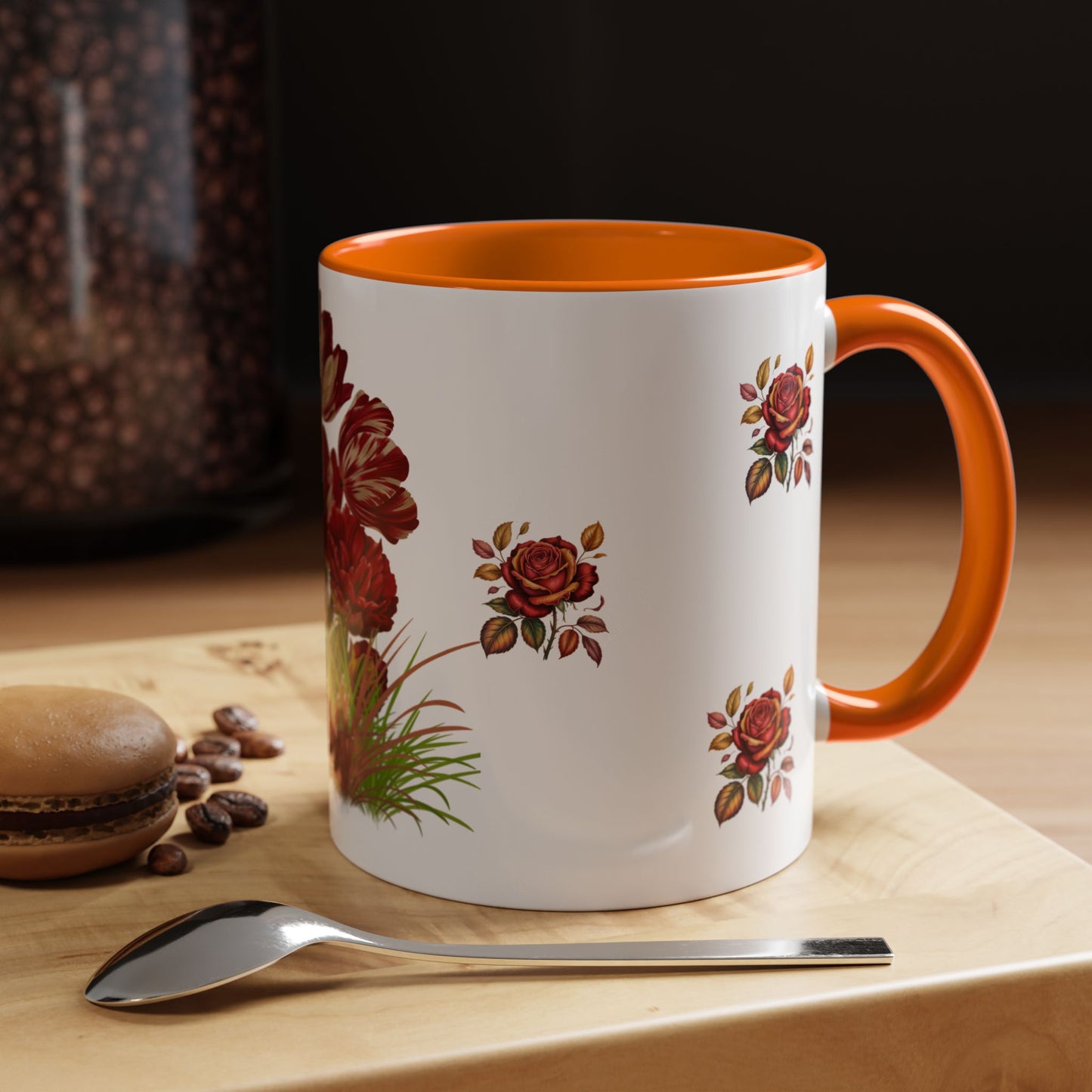 Floral Accent Coffee Mug, Boho Floral Mug.