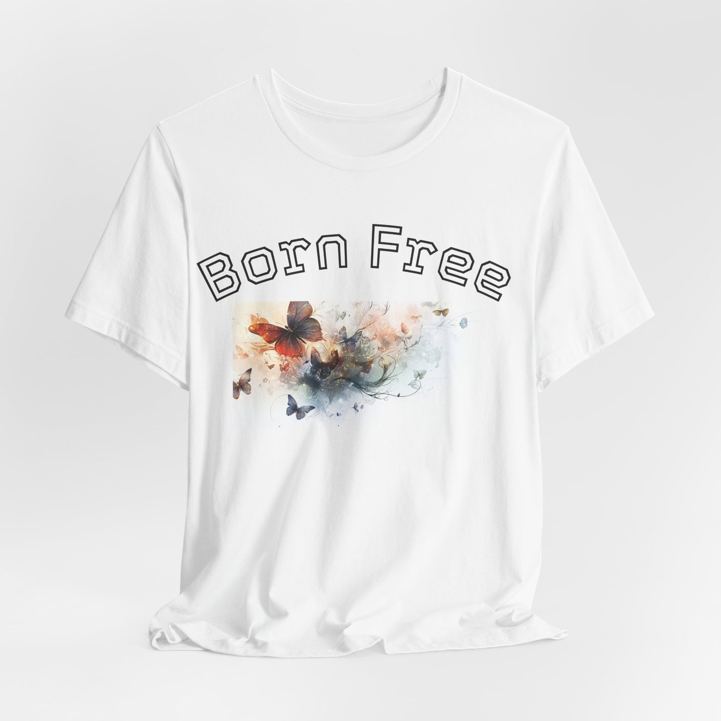 Born Free Butterfly Tee, Unisex Jersey Short Sleeve T-Shirt, Nature Lover Gift, Summer Fashion, Eco-Friendly Apparel, Inspirational Wear